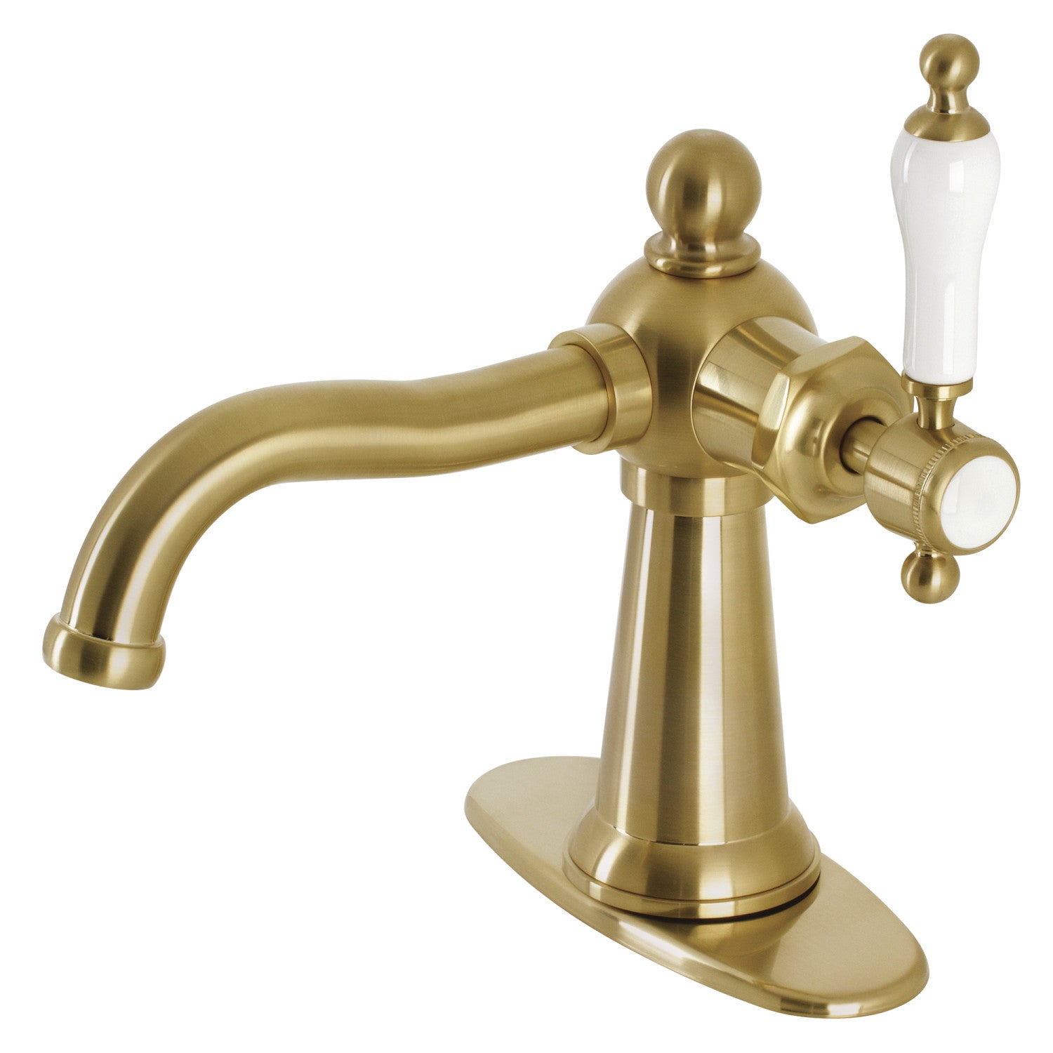 Kingston Heirloom KSD154KLBB - Robinet de salle de bain à une poignée nautique 1 trou avec plaque de pont et bonde à tirette, laiton brossé