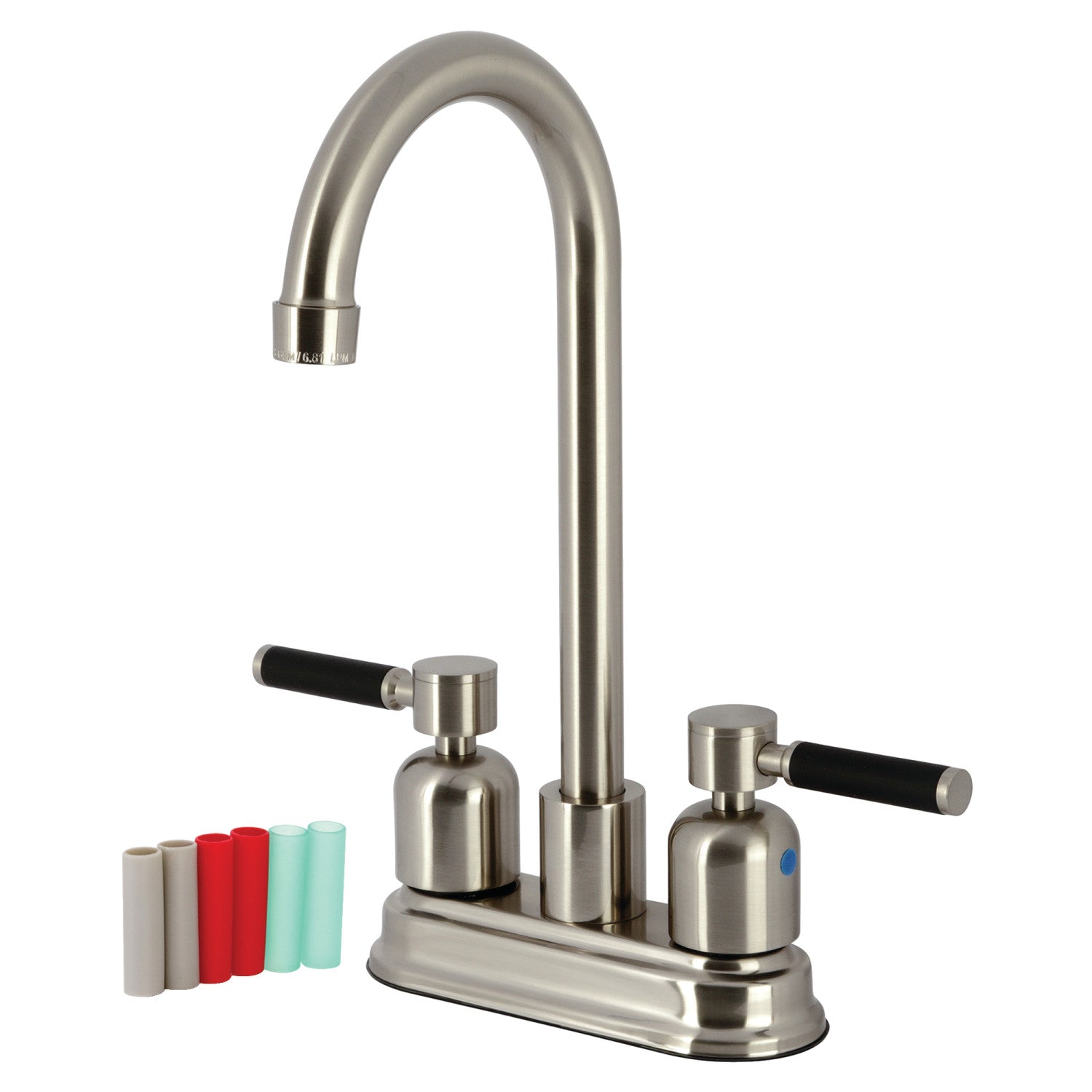Kingston Tulare KB8498DKL - Robinet de bar à deux poignées Kaiser 2 trous, nickel brossé