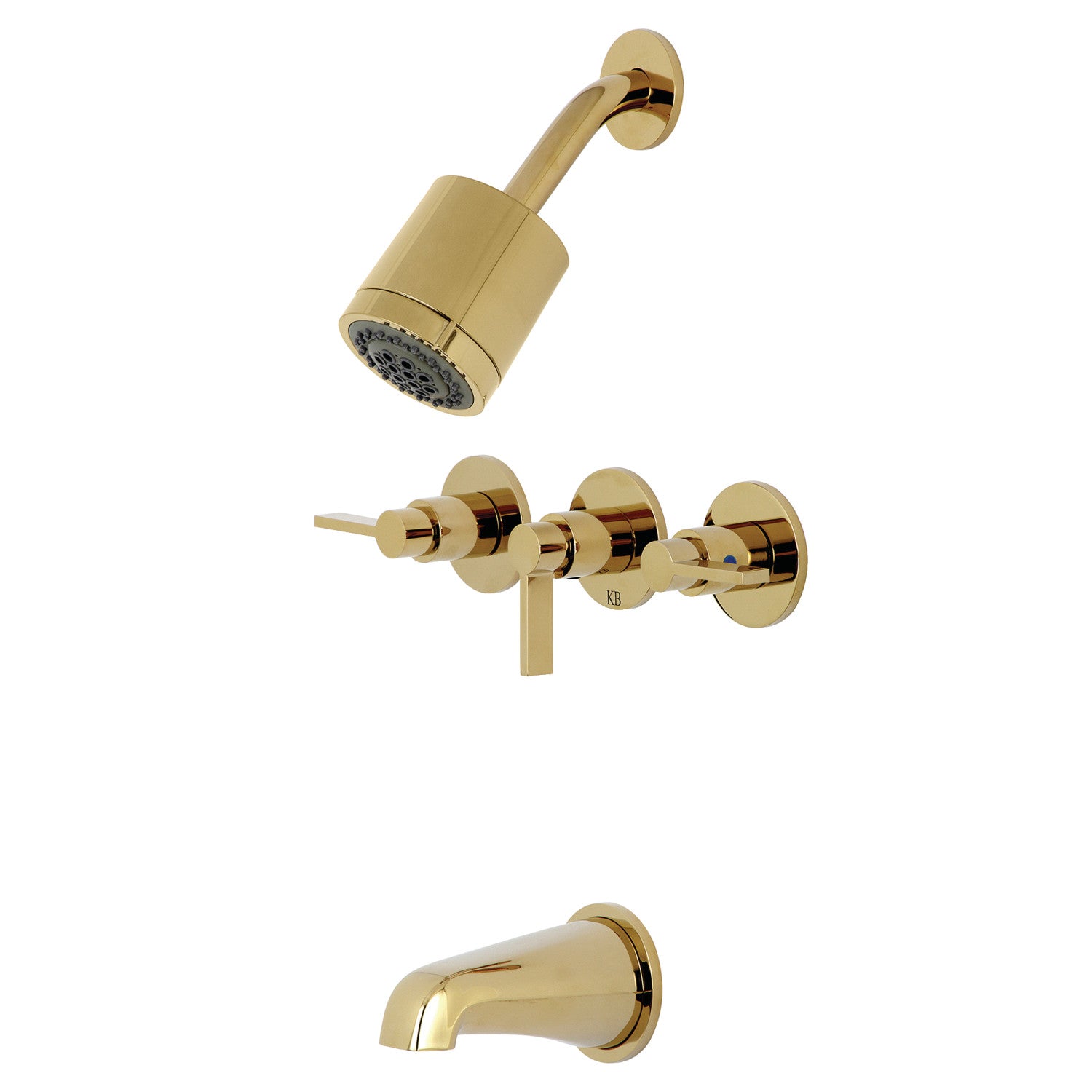 Kingston Sona KBX8132NDL - Robinet de baignoire et de douche à triple poignée NuvoFusion, laiton poli
