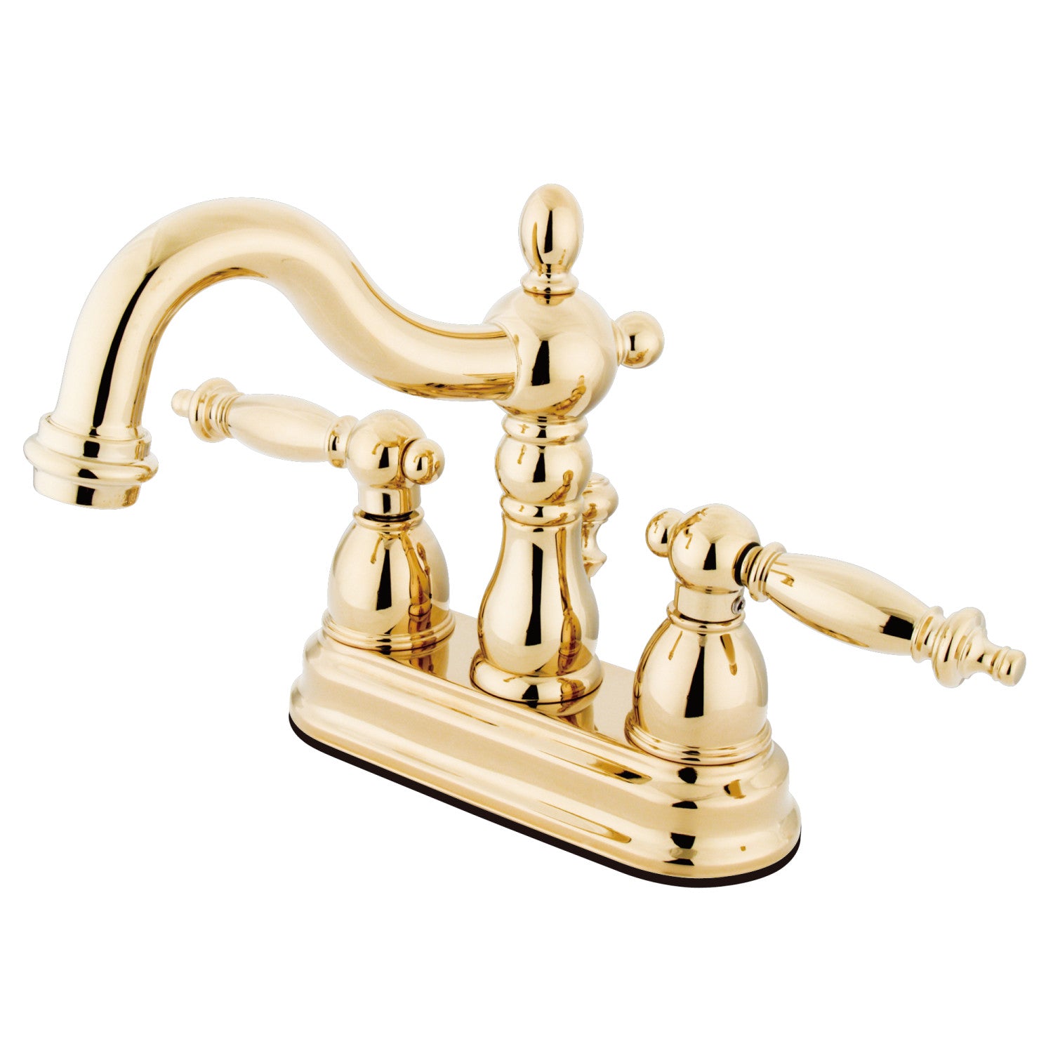 Kingston Heirloom KB1602TL - Heritage Double-Handle 3 trous montage sur plage 4-Inch Centerset Robinet de salle de bains avec drain à tirette, laiton poli