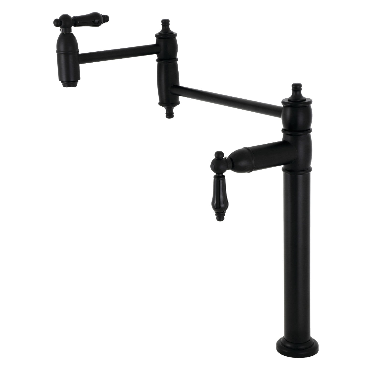 Kingston Heirloom KS3700PKL - Robinet de remplissage de pot de plate-forme à deux poignées 1 trou, noir mat