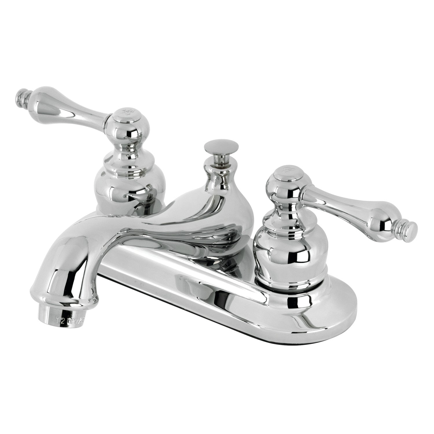 Kingston Heirloom KB601ALB - Robinet de salle de bains à double poignée de restauration 3 trous montage sur plage 4-Inch Centerset avec laiton à tirette, chrome poli