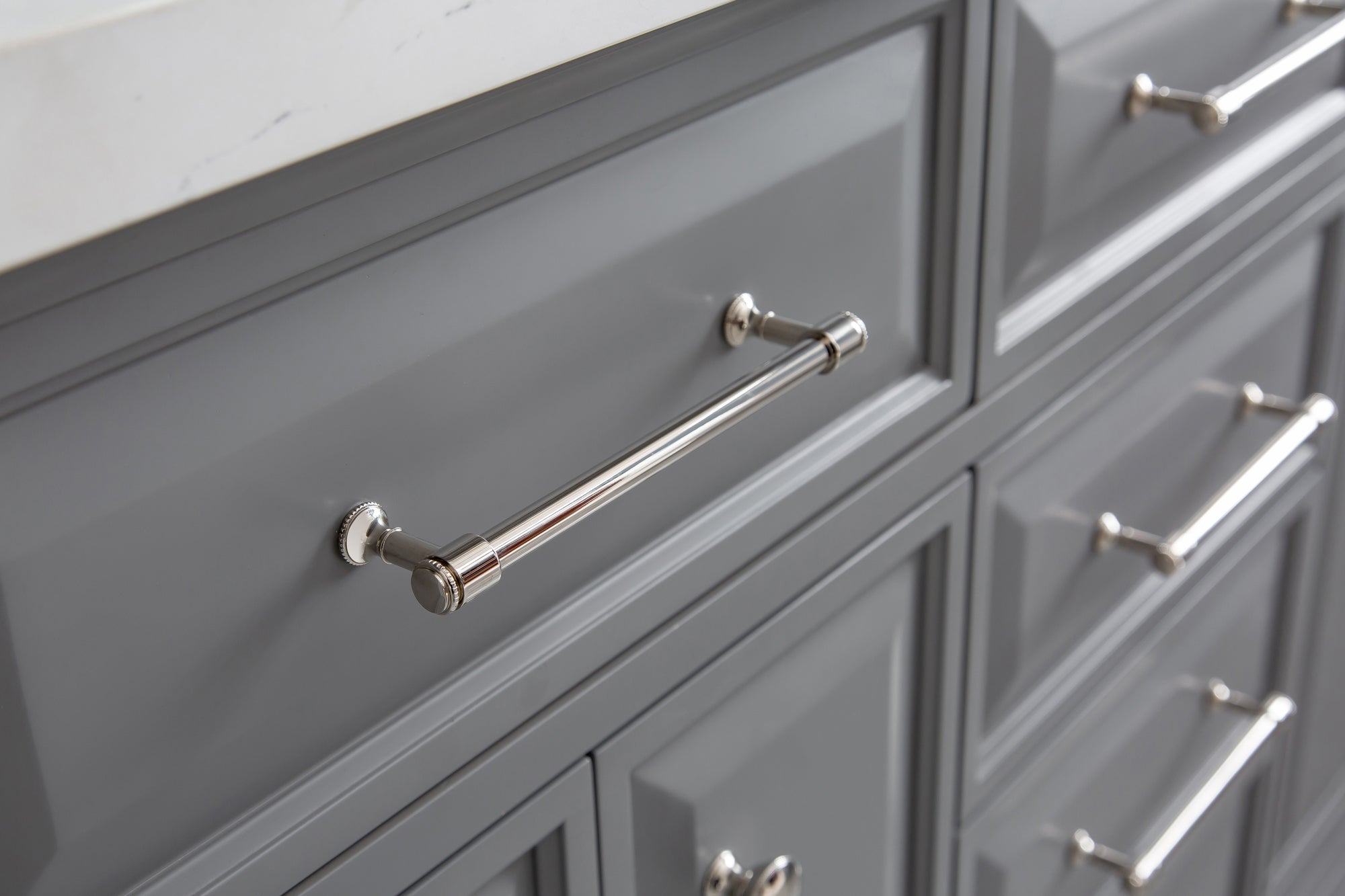 Kingston Luxe PA60QZ05CG - 60 in. x 22 in. Bathroom Vanity Quartz Top and White Basin, Cashmere Grey