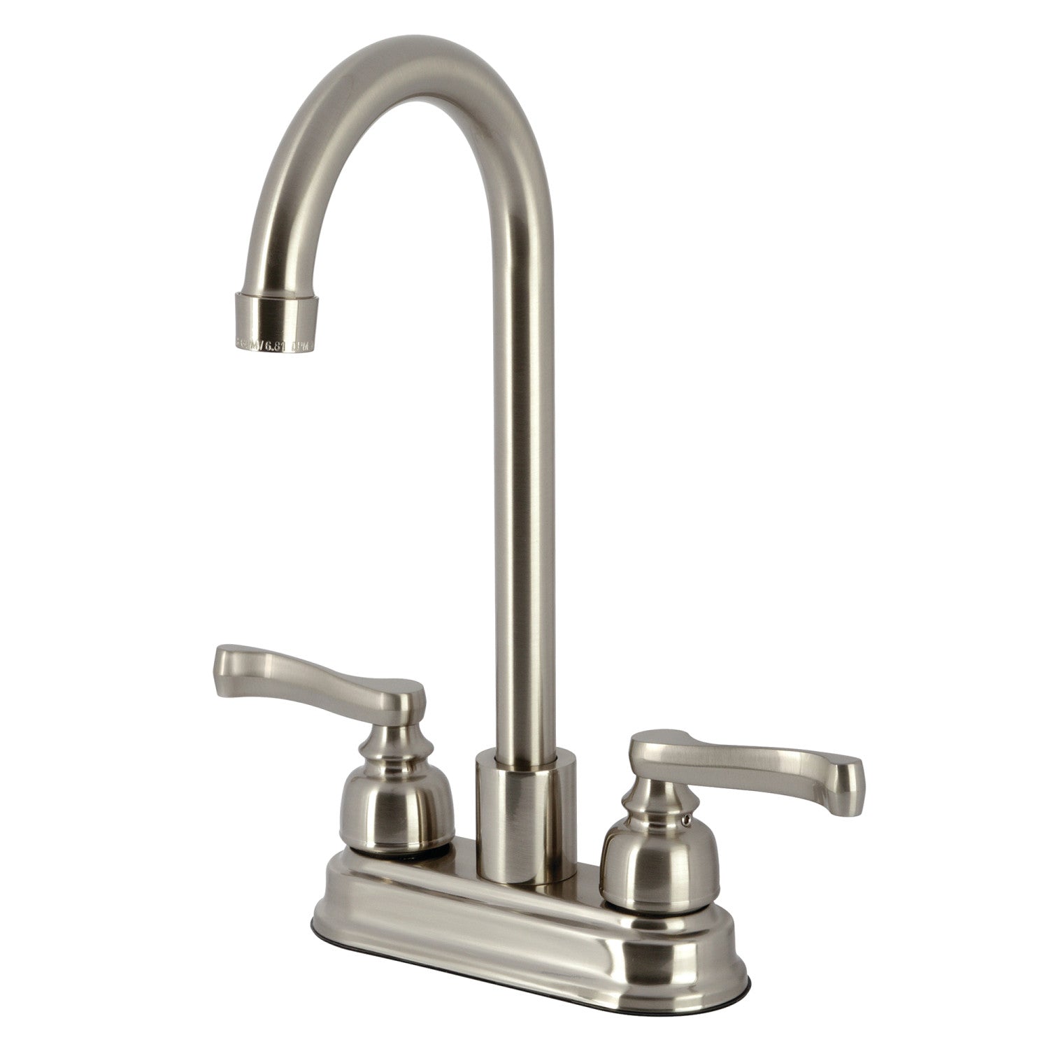 Kingston Tulare KB8498FL - Robinet de bar à deux poignées Royale 2 trous, nickel brossé
