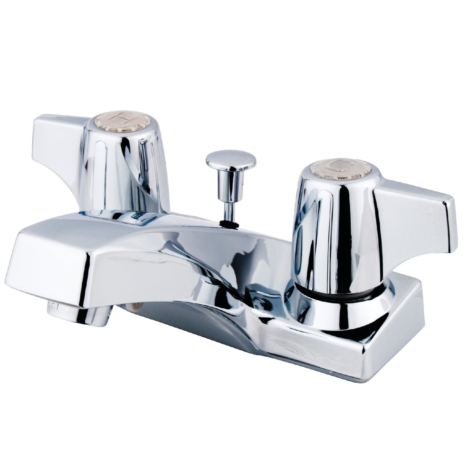 Kingston Columbia KB100 Double-Handle 3 trous montage sur plage 4-Inch Centerset Robinet de salle de bains avec drain à tirette ABS, chrome poli