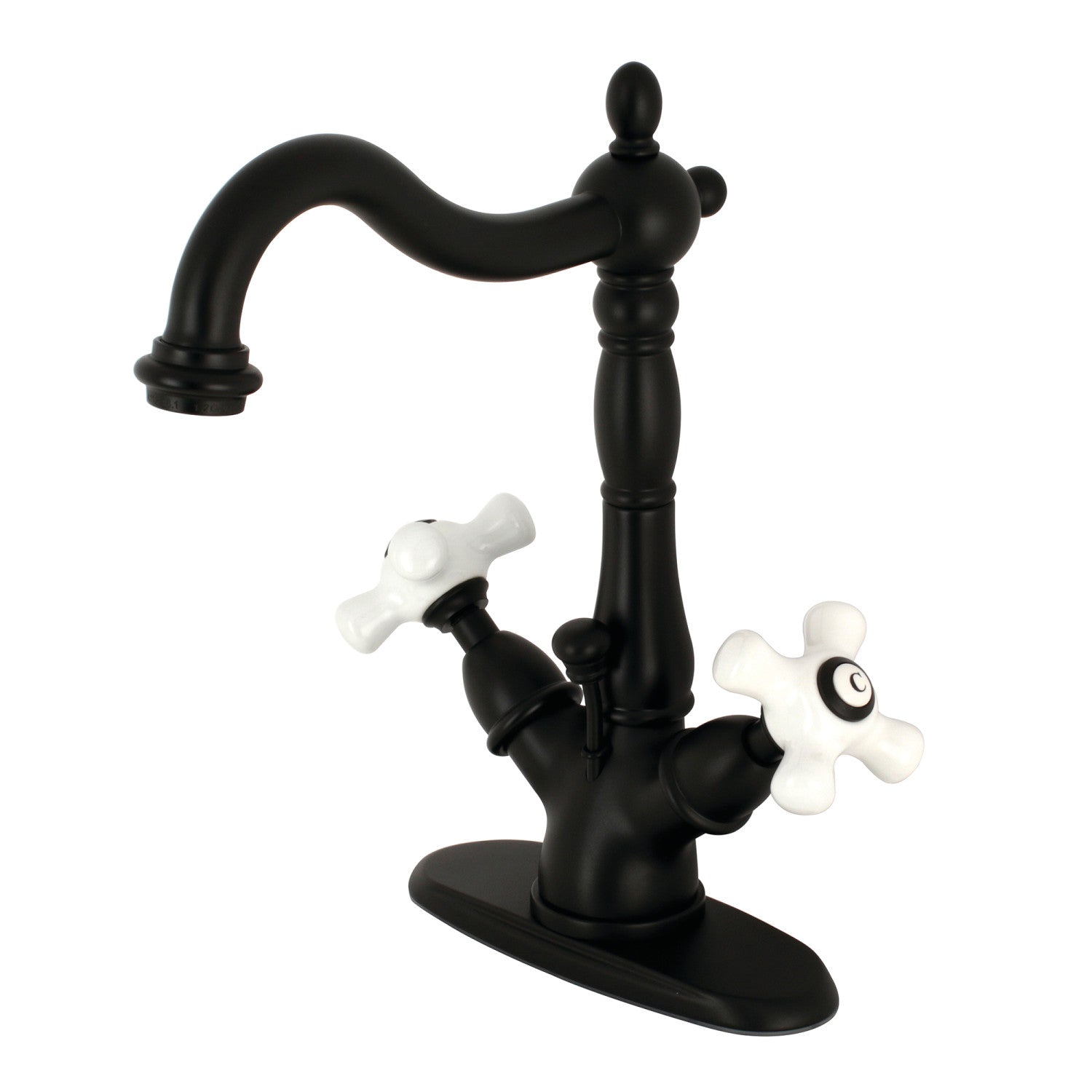 Kingston Heirloom KS1430PX - Heritage Double-Handle 1-or-3 Robinet de salle de bains à trou unique avec à tirette en laiton, noir mat