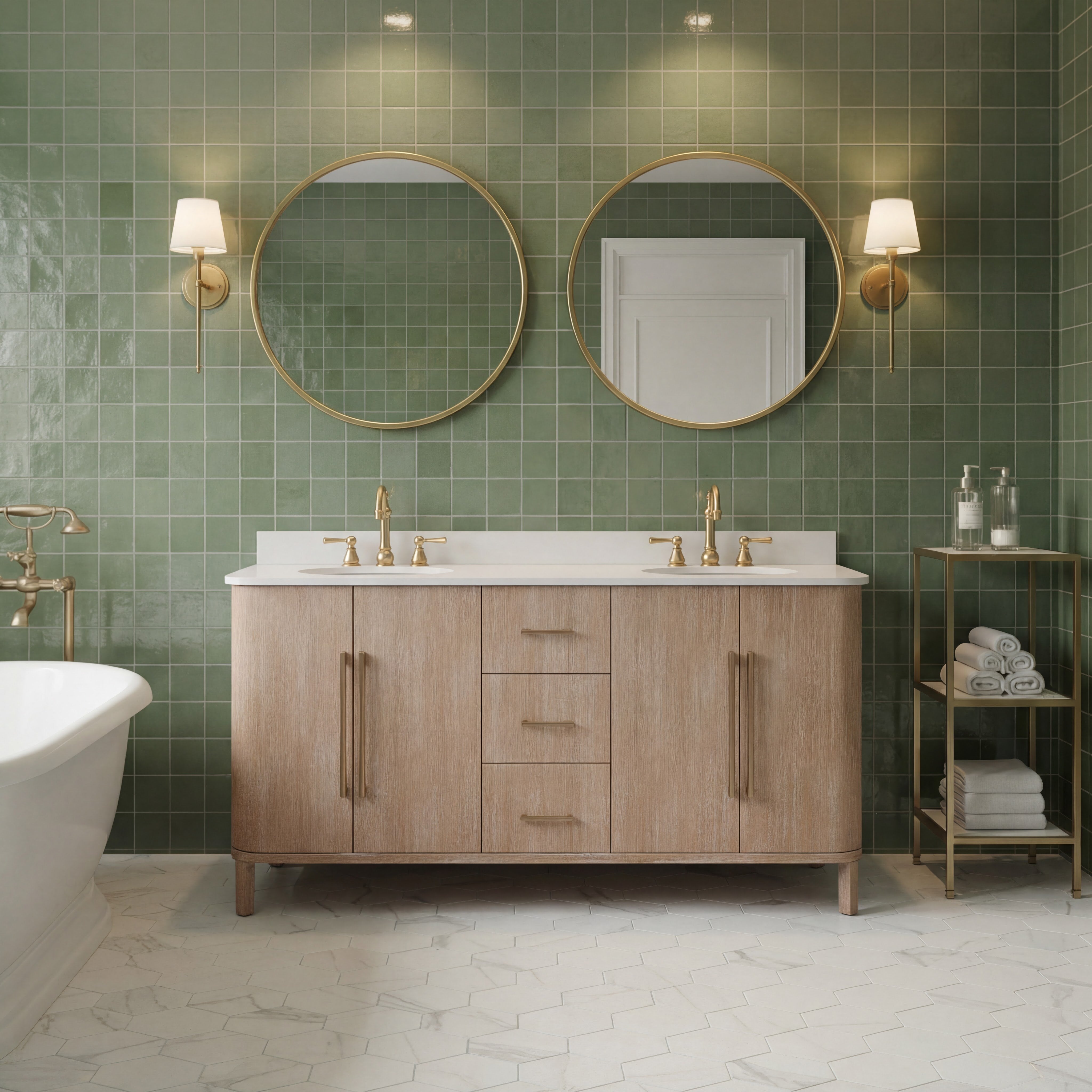 Kingston Luxe CI72EM08TL - 72 in. x 22 in. Bathroom Vanity Double Sink Freestanding with Whitebrook Engineered Marble Top, Toffee Latte
