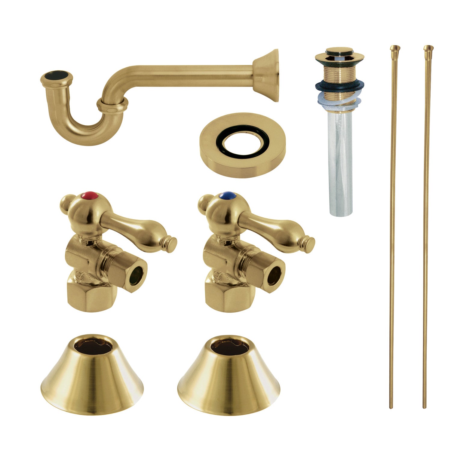 Kingston Heirloom CC43107VKB30 - Trimscape Traditional Plumbing Sink Trim Kit with P-Trap and Drain, Brushed Brass