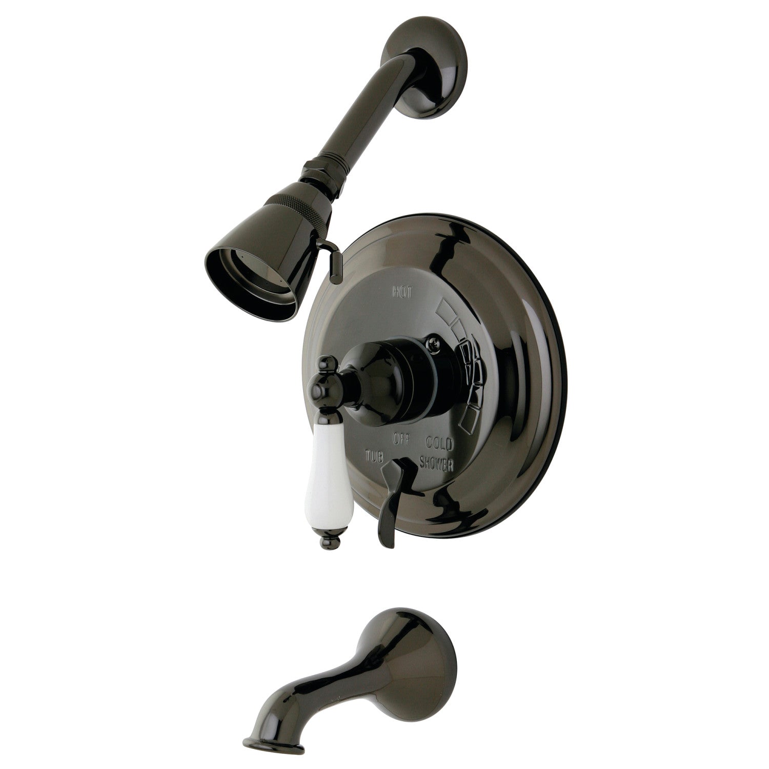Kingston Heirloom NB36300PL - Robinet de baignoire et de douche équilibré par pression à une poignée, acier inoxydable noir