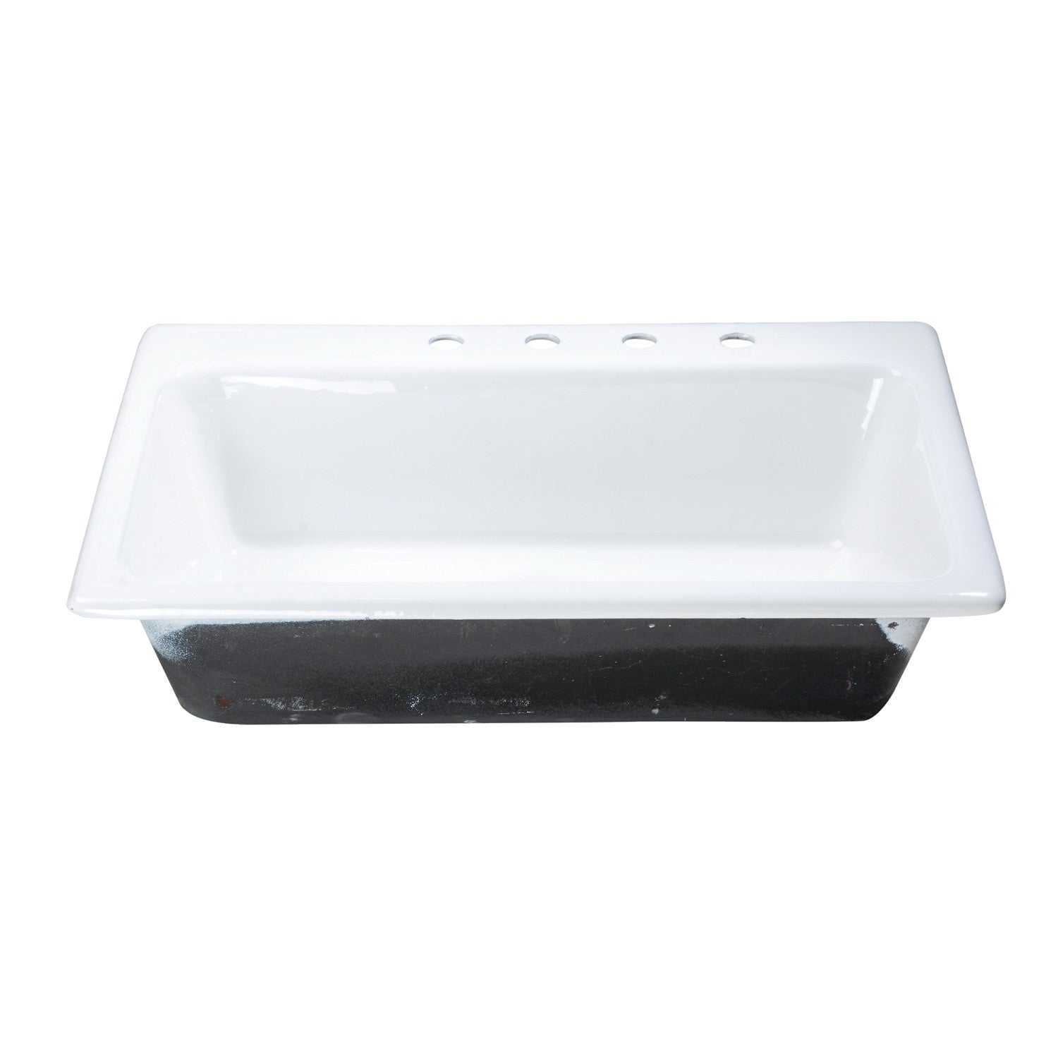 Kingston Heirloom GCKTS33229 - Towne 33-Inch Cast Iron Self-Rimming Single Bowl Drop-In Kitchen Sink (4-Hole), White