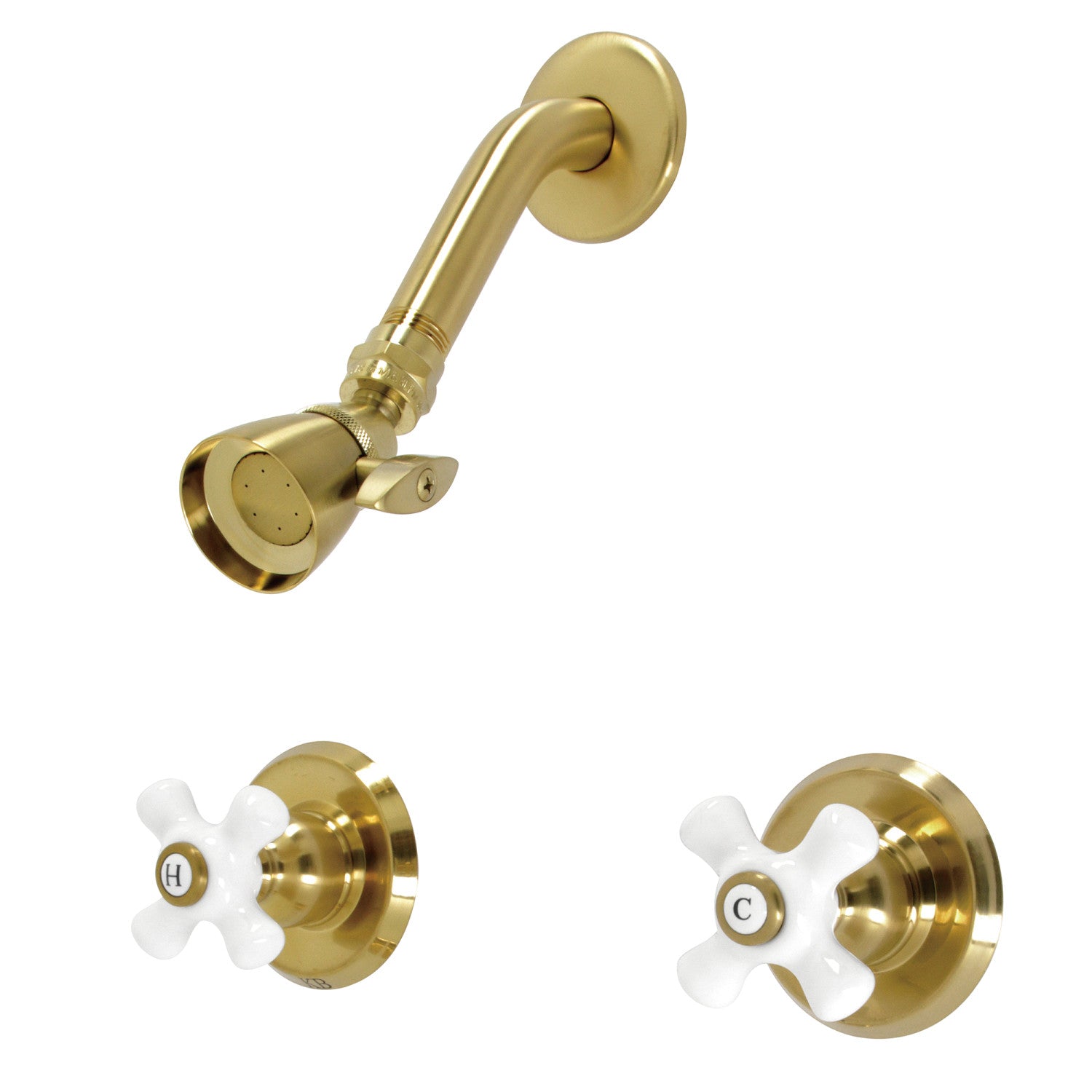 Kingston Heirloom KB247PXSO - Victorian Double-Handle Shower Faucet, Brushed Brass