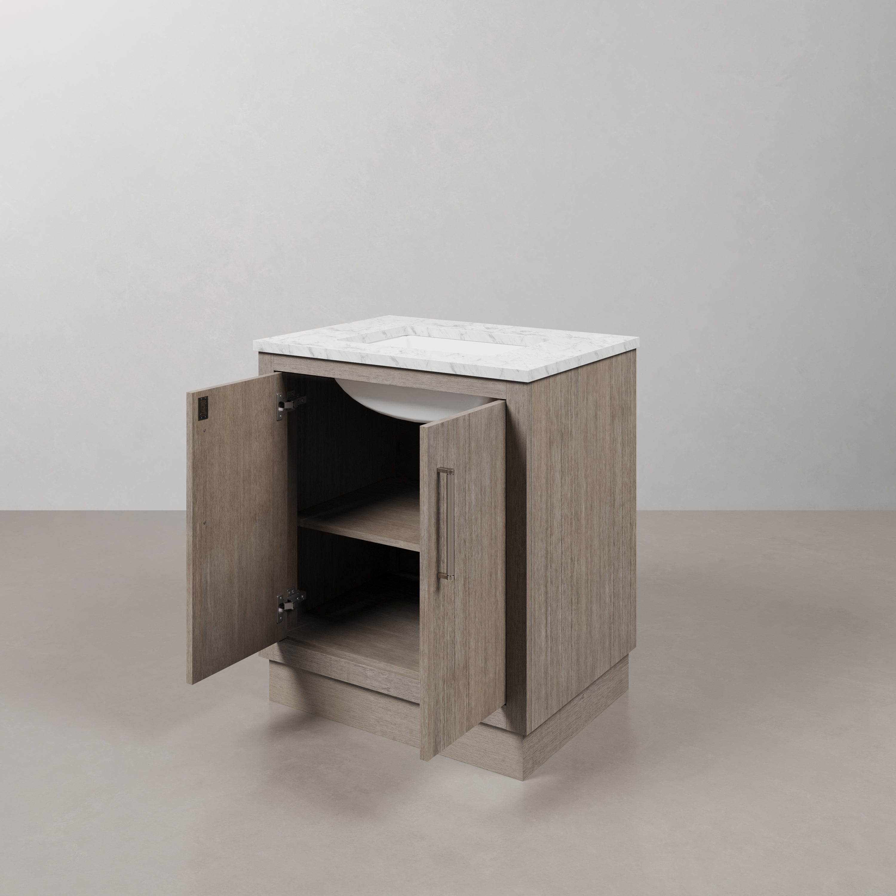 Kingston Luxe HU30CW01GK - 30 in. x 22 in. Bathroom Vanity Marble Top and White Basin, Grey Oak