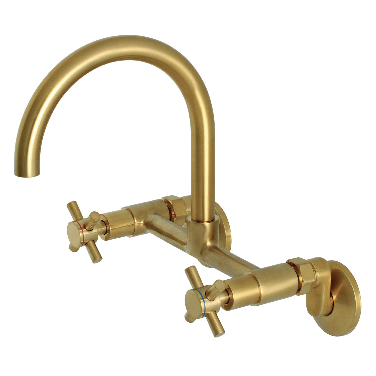 Kingston Sona KS414SB - Concord Two-Handle 2-Hole Wall Mount Kitchen Faucet, Brushed Brass