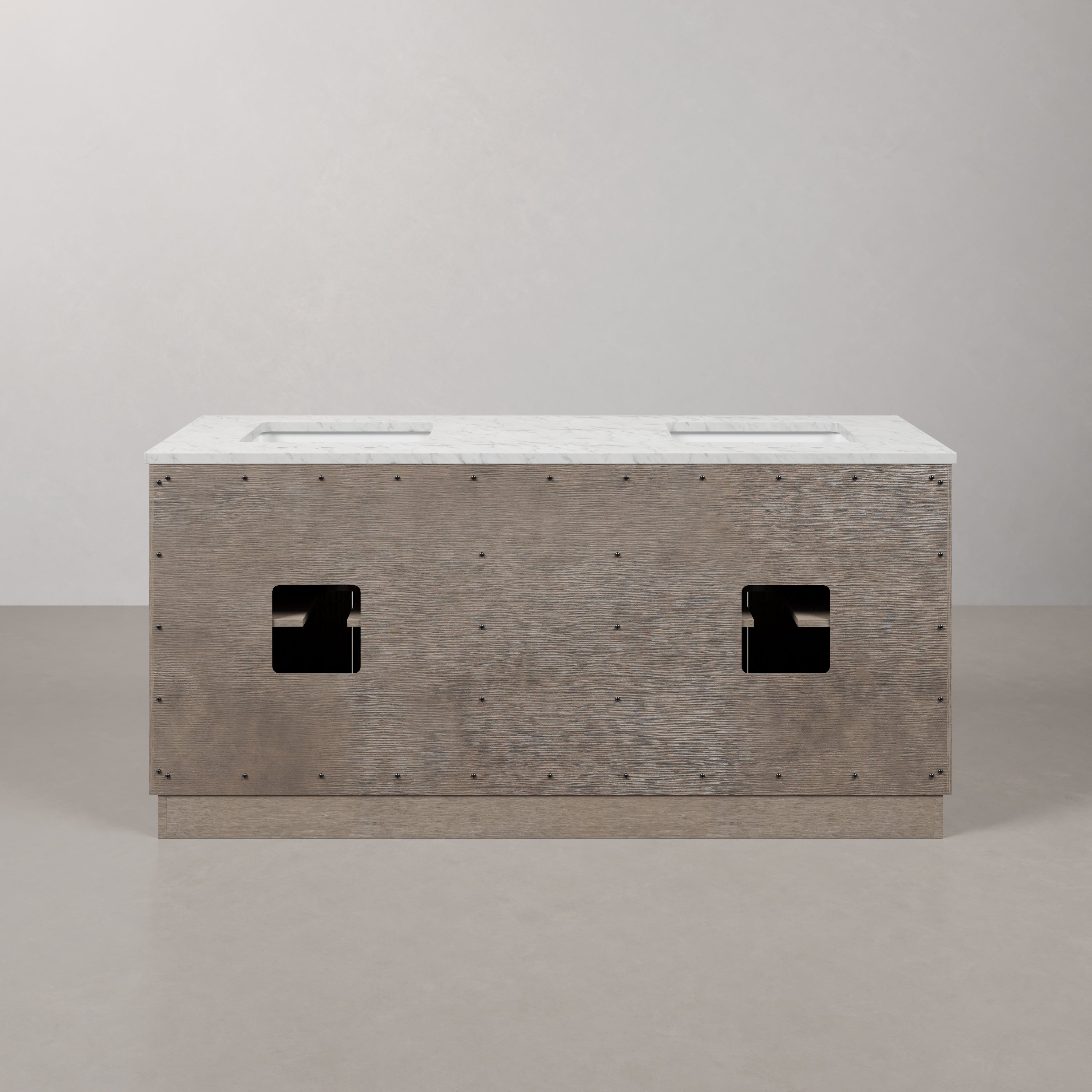 Kingston Luxe HU72CW03GK - 72 in. x 22 in. Bathroom Vanity Marble Top and White Basin, Grey Oak