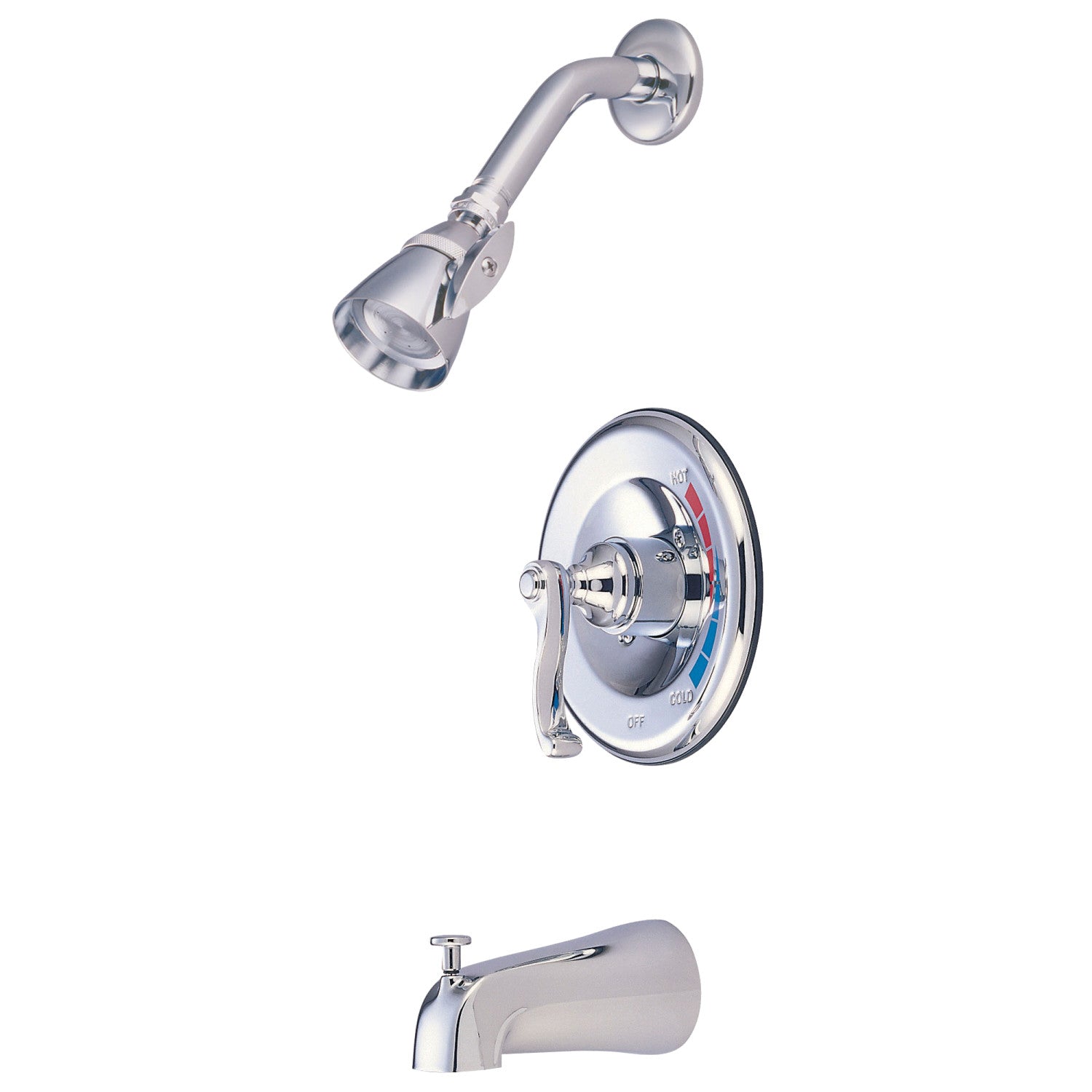 Kingston Tulare KB8631FL - Robinet de baignoire et de douche équilibré à une poignée Royale, chrome poli