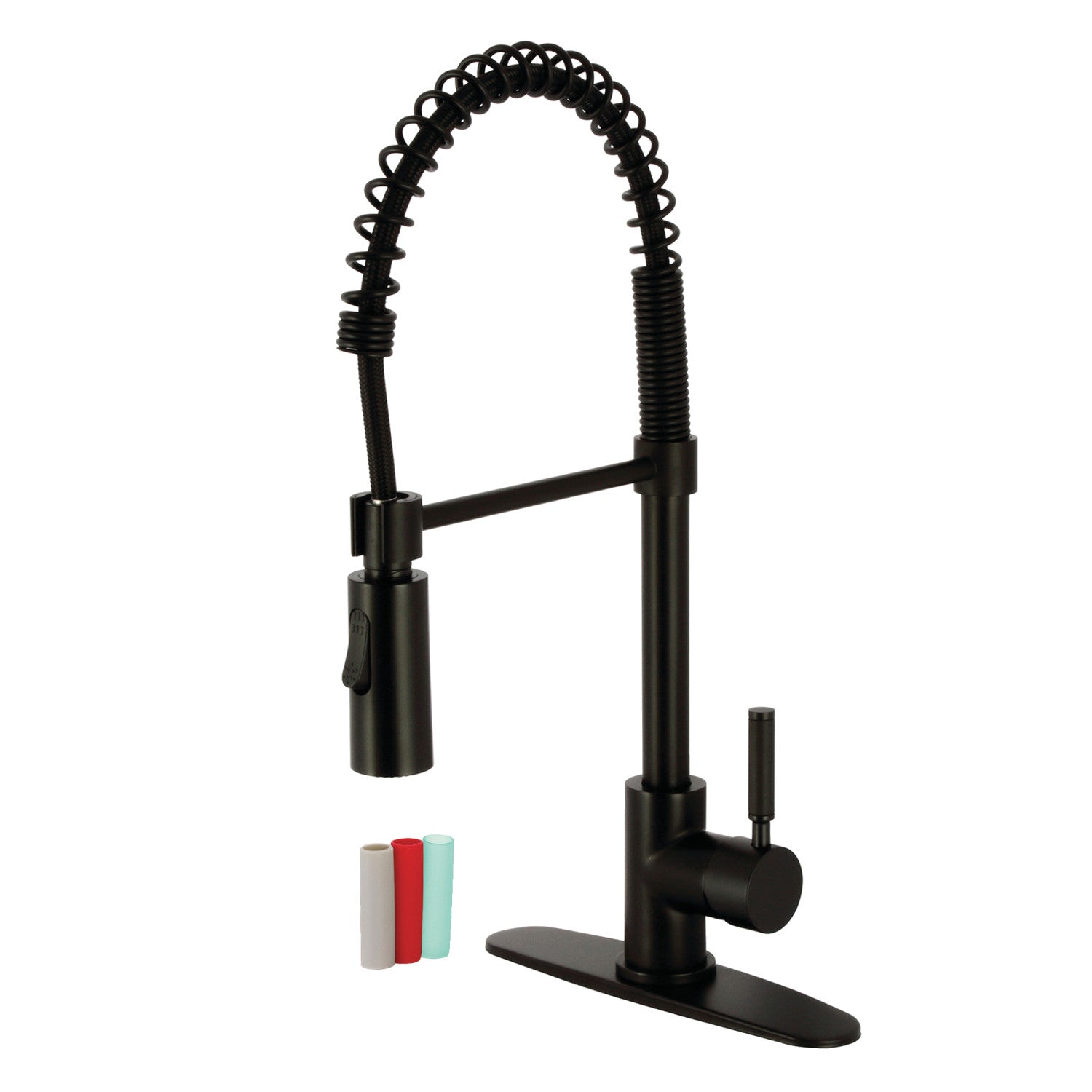 Kingston Sona LS8770DKL - Robinet de cuisine pré-rinçage à une poignée Kaiser 1 trou, noir mat