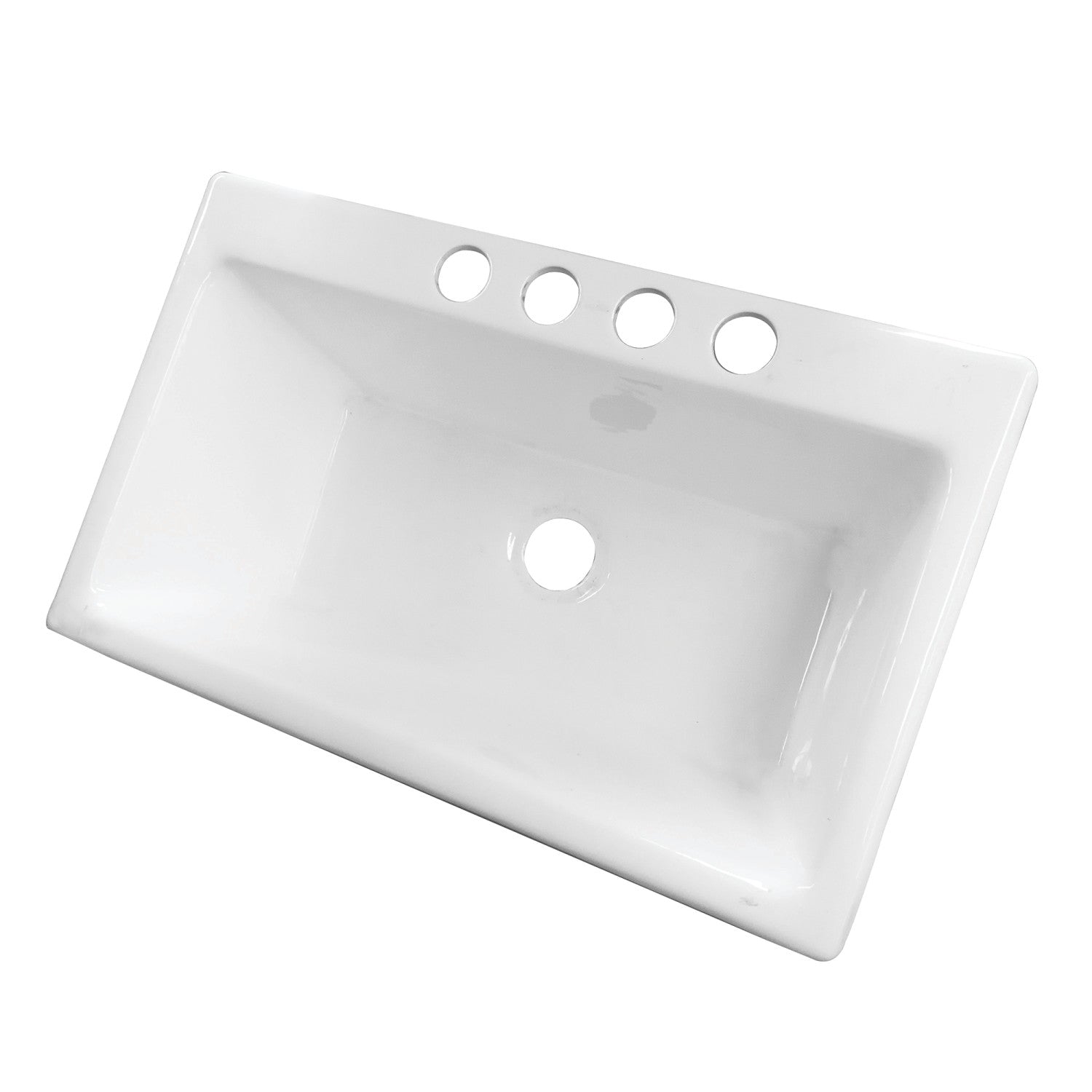 Kingston Towne GCKUS362211 36-Inch Cast Iron Single Bowl Undermount Kitchen Sink (4-Hole), White