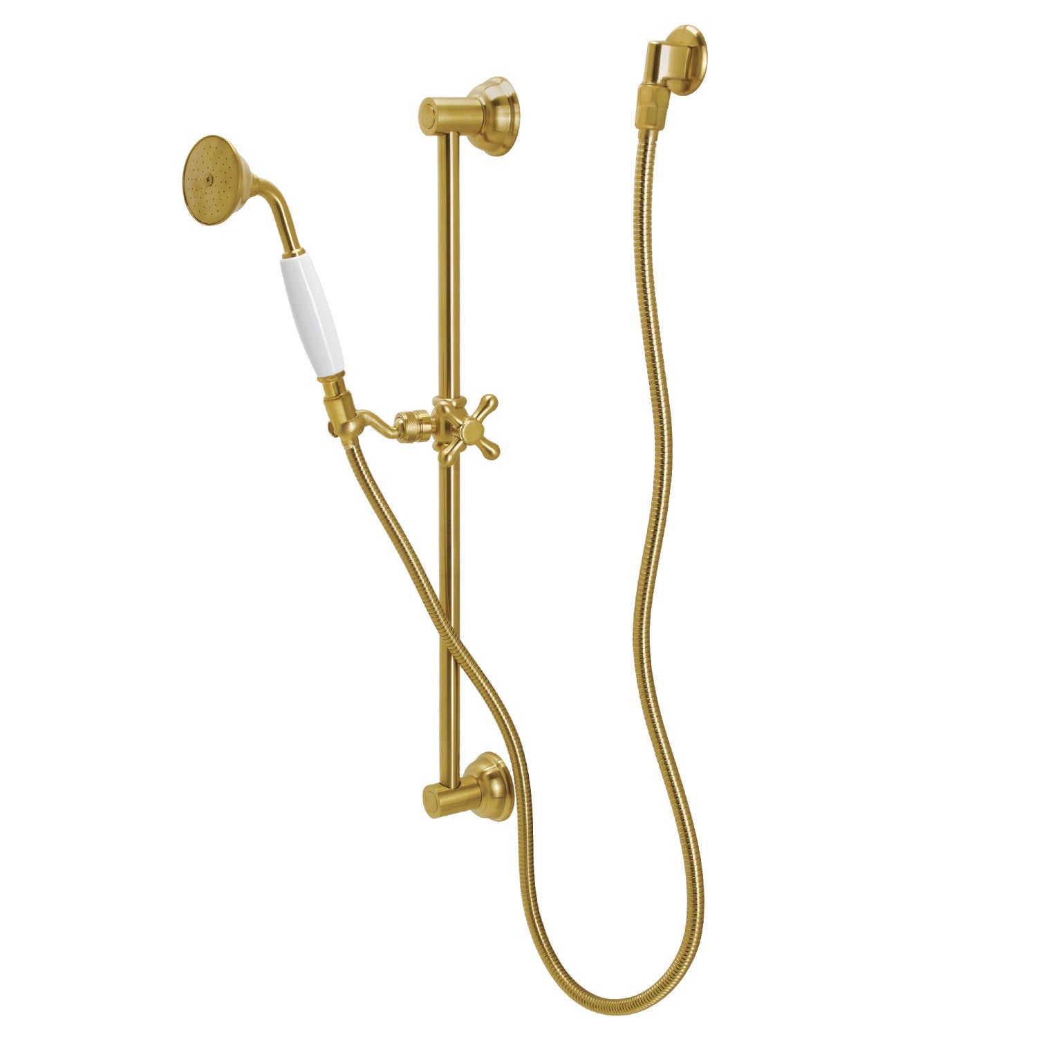 Kingston Heirloom KAK3527W7 - Made To Match Shower System with 24-Inch Slide/Grab Bar and Hand Shower, Brushed Brass