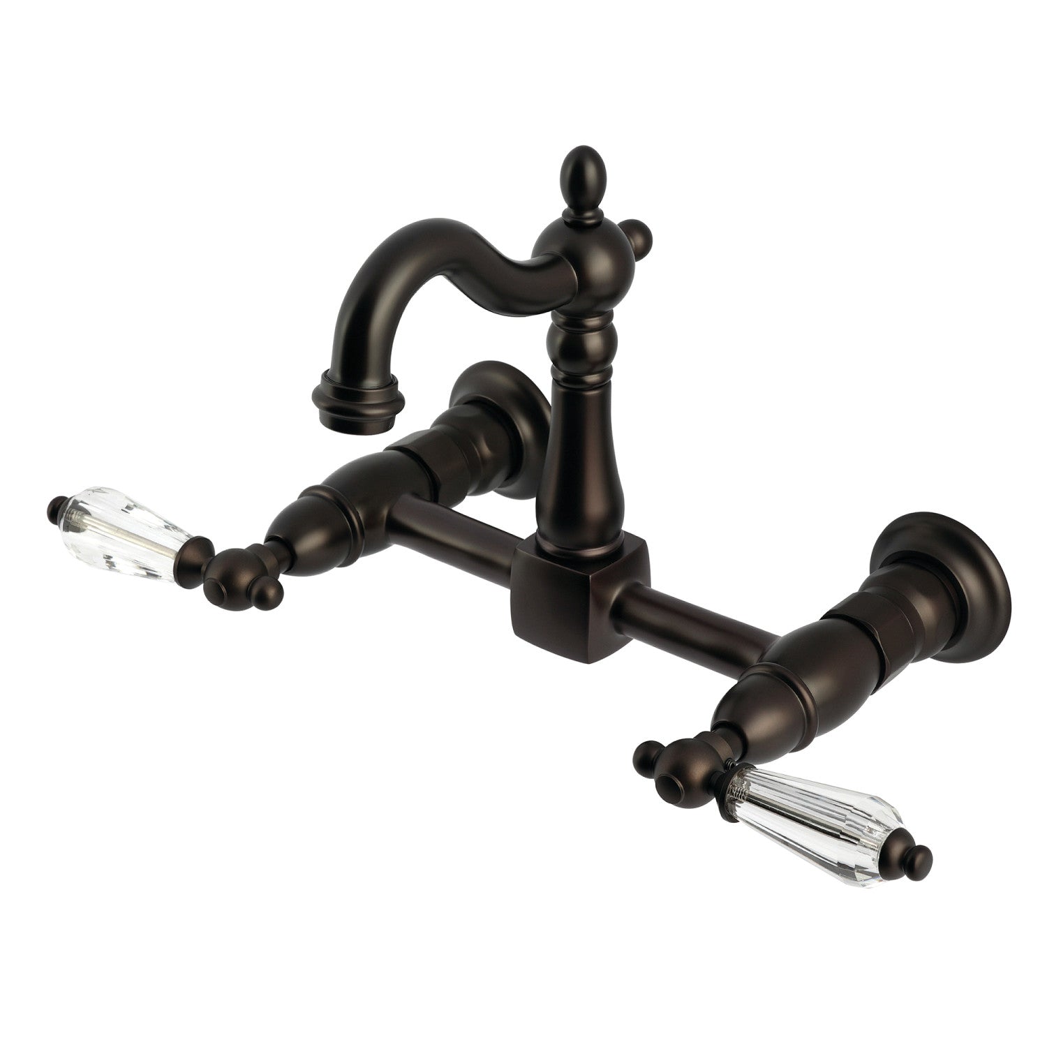Kingston Heirloom KS2445WLL - Robinet de cuisine à deux poignées Willshire Wall Mount Bridge, bronze frotté à l'huile