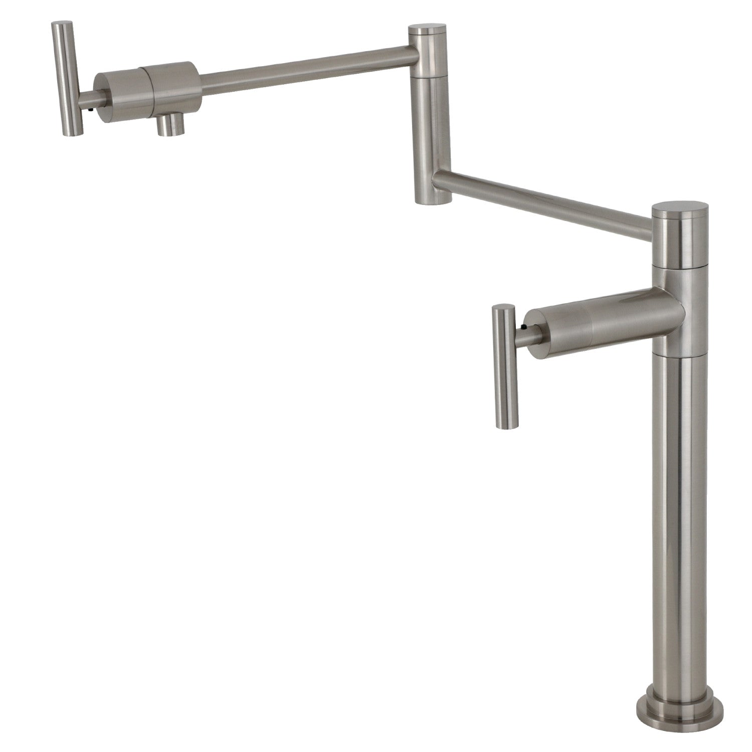 Kingston Sona KS4708CML - Robinet de remplissage de pot de plate-forme à deux poignées 1 trou, nickel brossé
