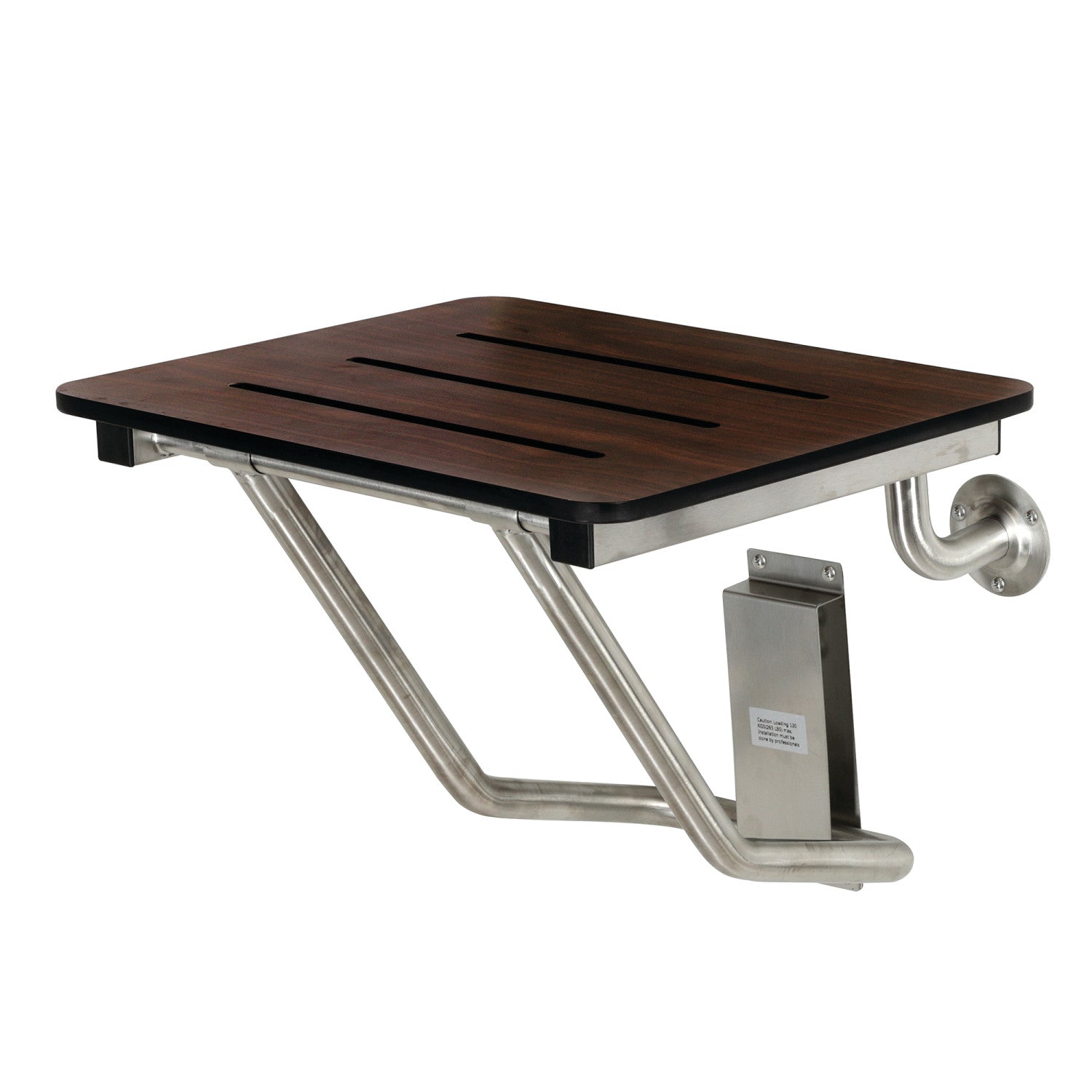 Kingston Tulare KBSS1816MW - ADAscape 18-Inch x 16-Inch Wall Mount Fold Down Shower Seat, Dark Mahogany Wood Grain/Stainless Steel