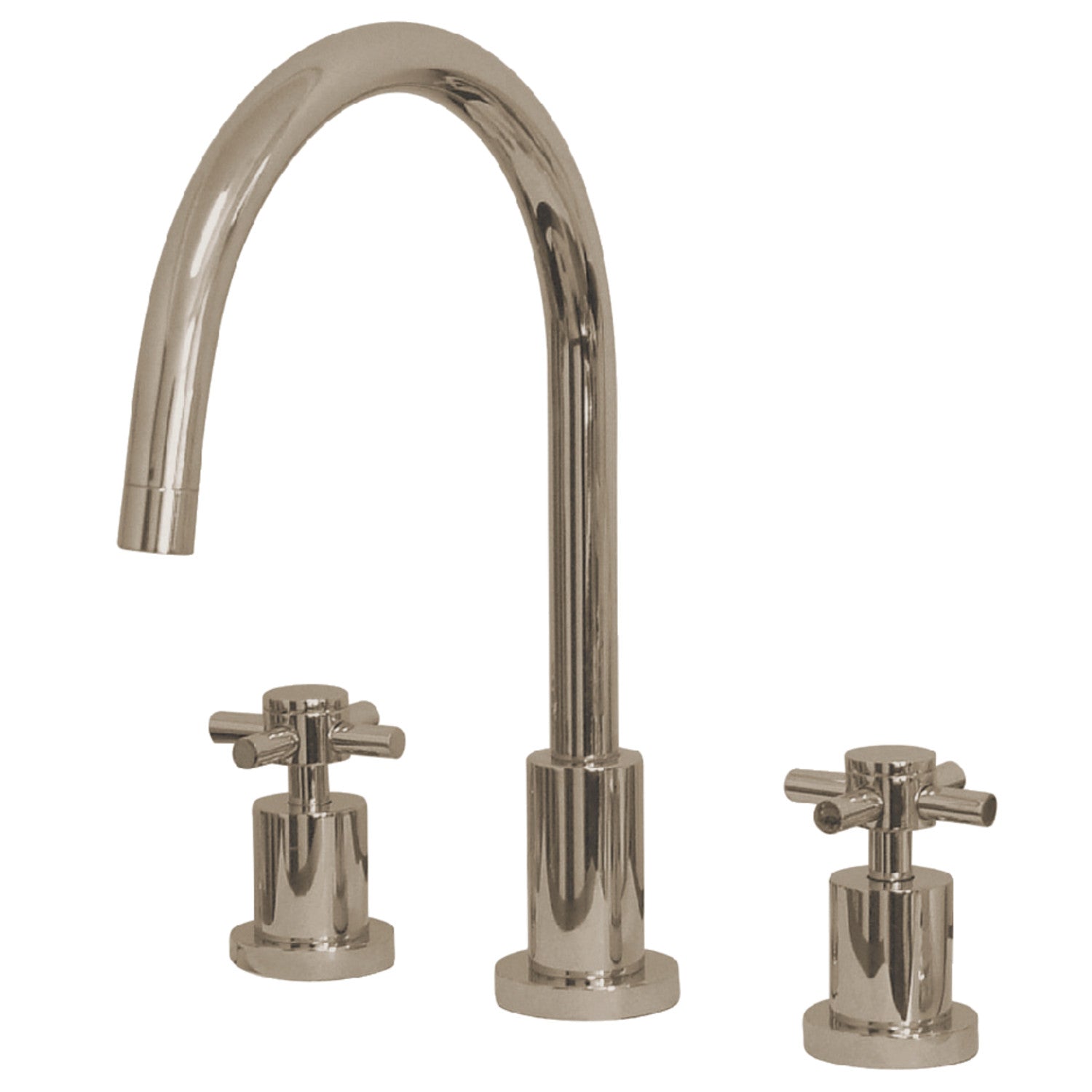 Kingston Sona KS8726DXLS - Robinet de cuisine à double poignée Concord 3 trous, nickel poli