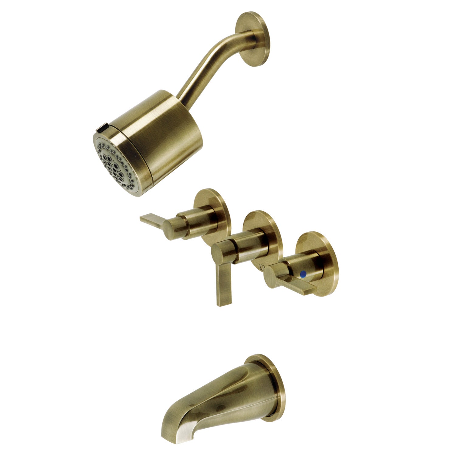 Kingston Sona KBX8133NDL - Robinet de baignoire et de douche à triple poignée NuvoFusion, laiton antique