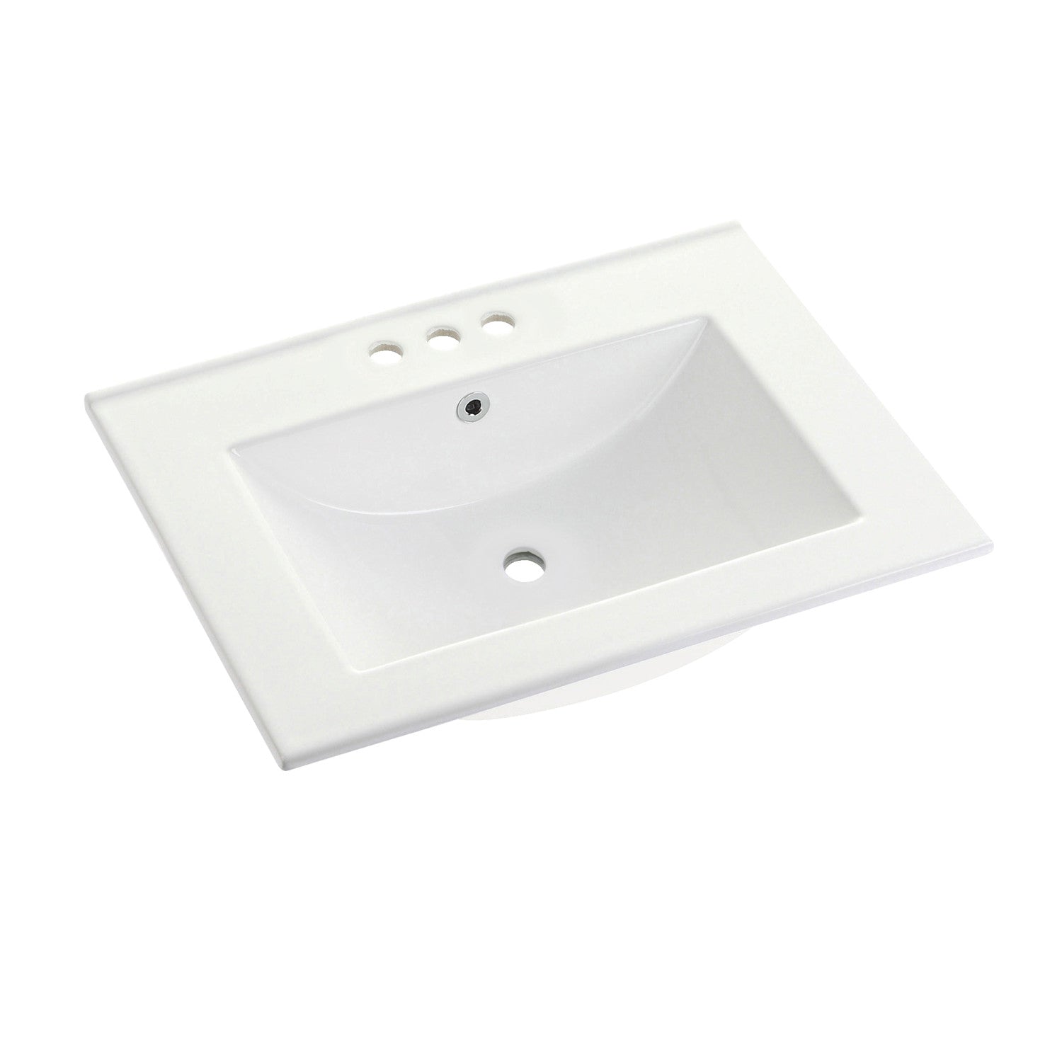 Kingston Sona LBT24187W34 - Ultra Modern 24-Inch Ceramic Vanity Sink Top (4" Faucet Drillings), White