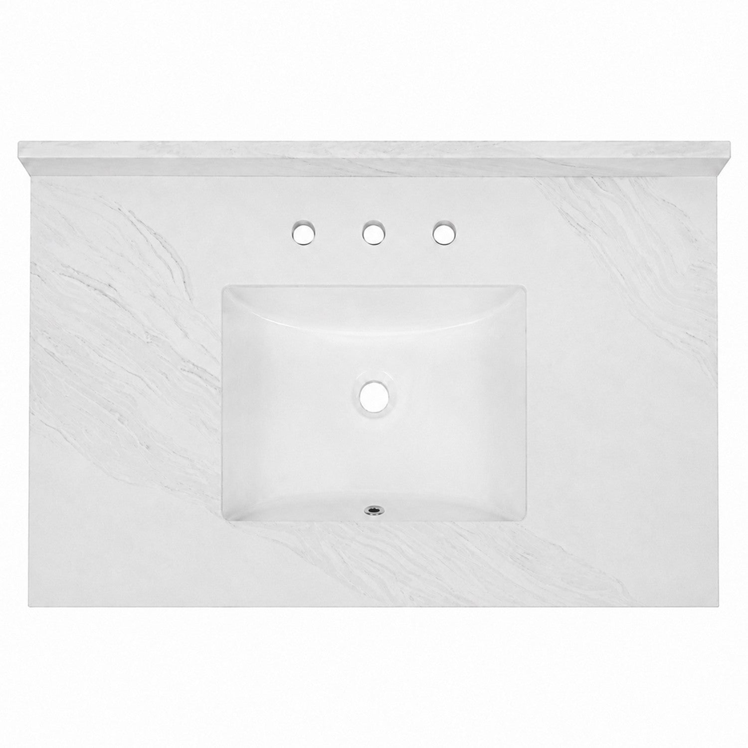Kingston Mayorca KVPB3722W38CL 37-Inch Quartz Vanity Top (8" Faucet Drillings), Quartz White
