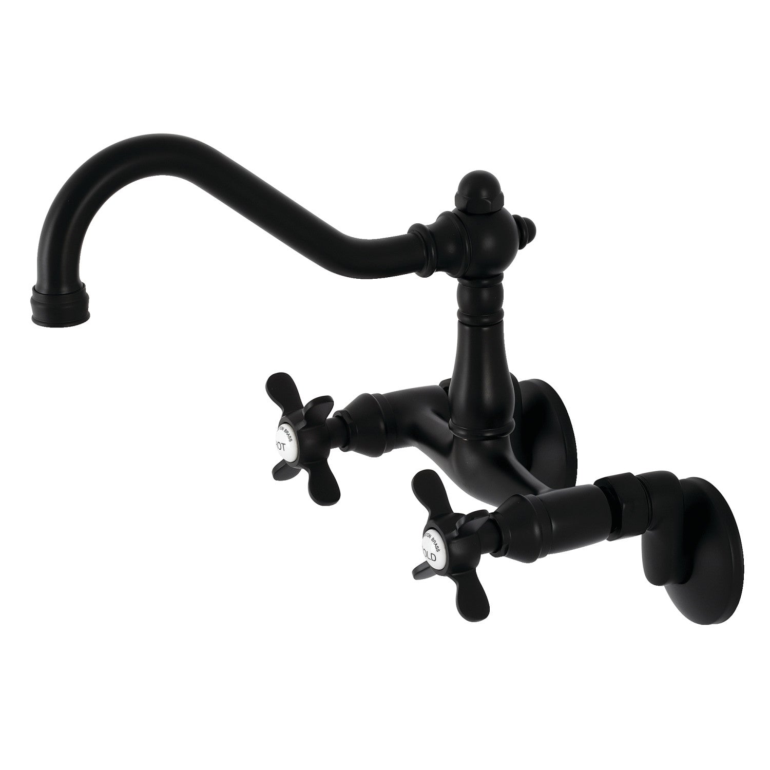 Kingston Heirloom KS3220BEX - Robinet de cuisine à deux poignées 2 trous, noir mat