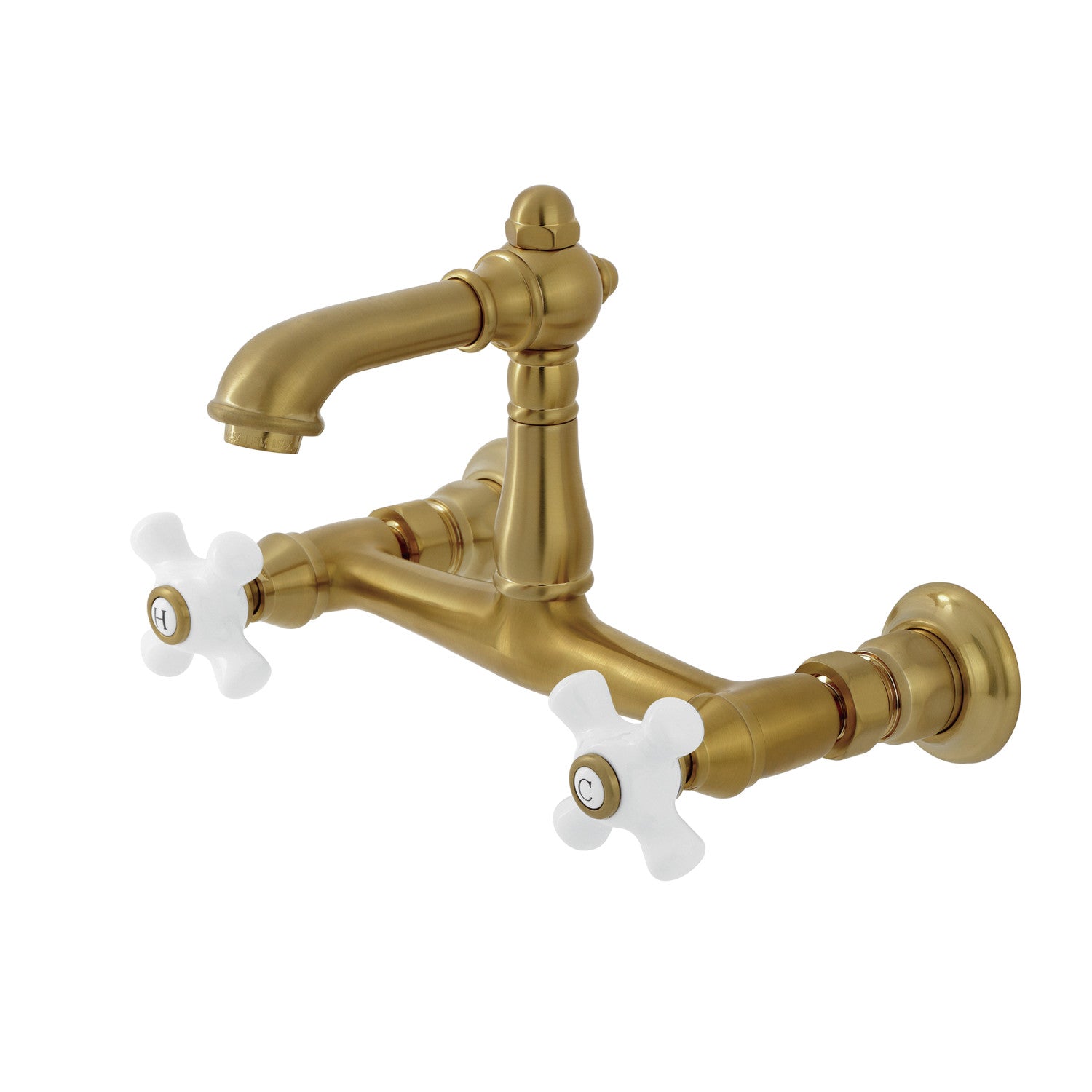 Kingston Heirloom KS7257PX - Robinet de salle de bain double poignée de pays anglais 2 trous, laiton brossé