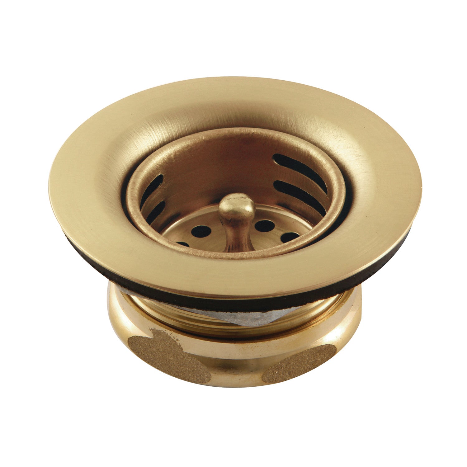 Kingston Tacoma K461BBB Stainless Steel Bar Sink Basket Strainer with Brass Nut, Brushed Brass