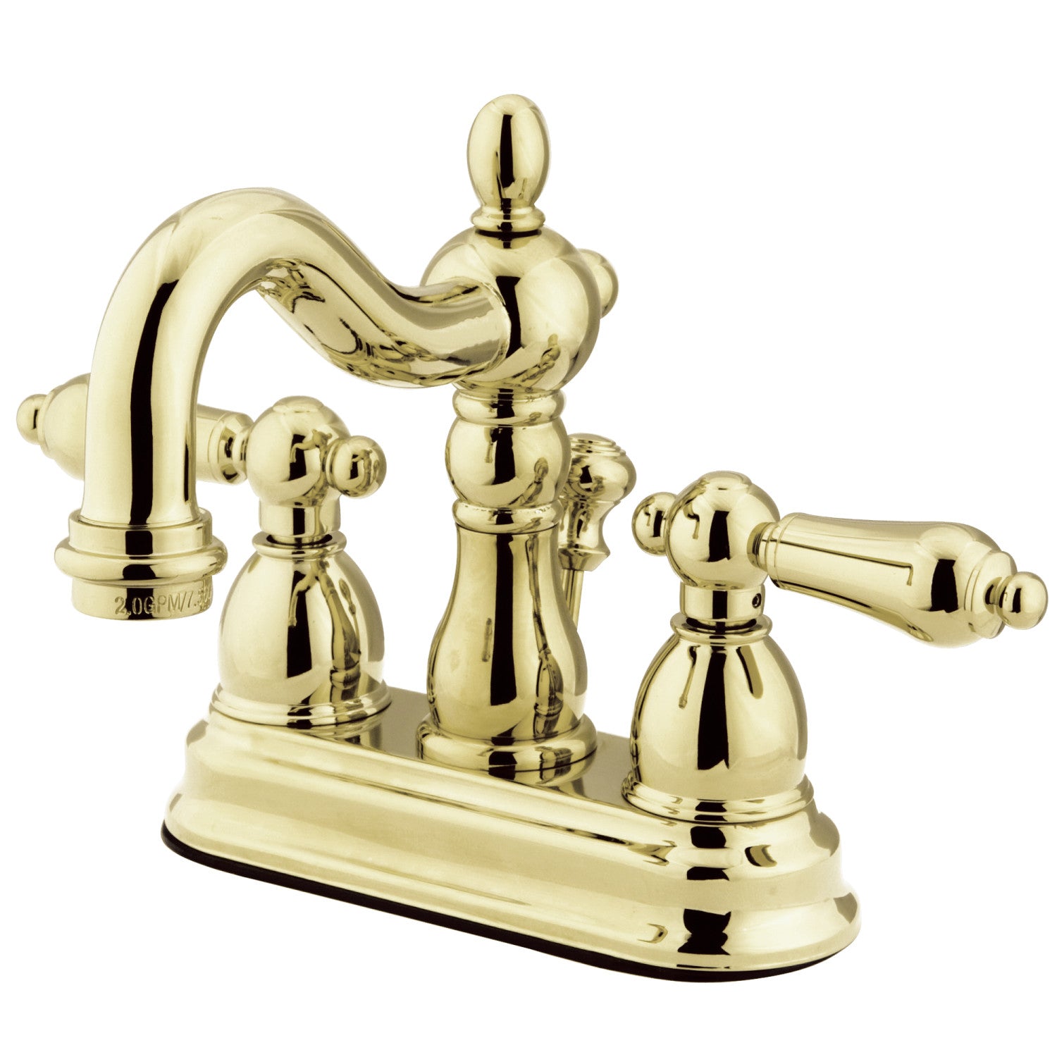 Kingston Heirloom KB1602AL - Heritage Double-Handle 3-Hole Deck Mount 4-Inch Centerset Bathroom Faucet with Pop-Up Drain, Polished Brass