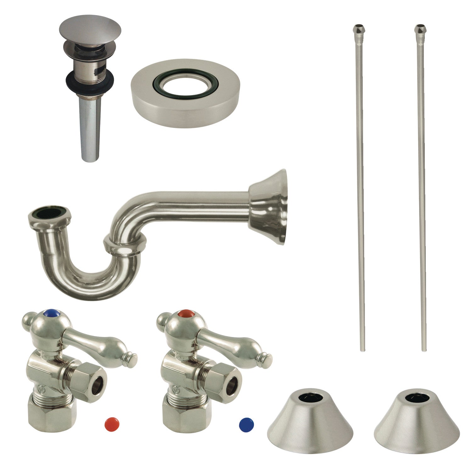 Kingston Heirloom CC53308VOKB30 - Trimscape Traditional Plumbing Sink Trim Kit with P-Trap and Overflow Drain, Brushed Nickel