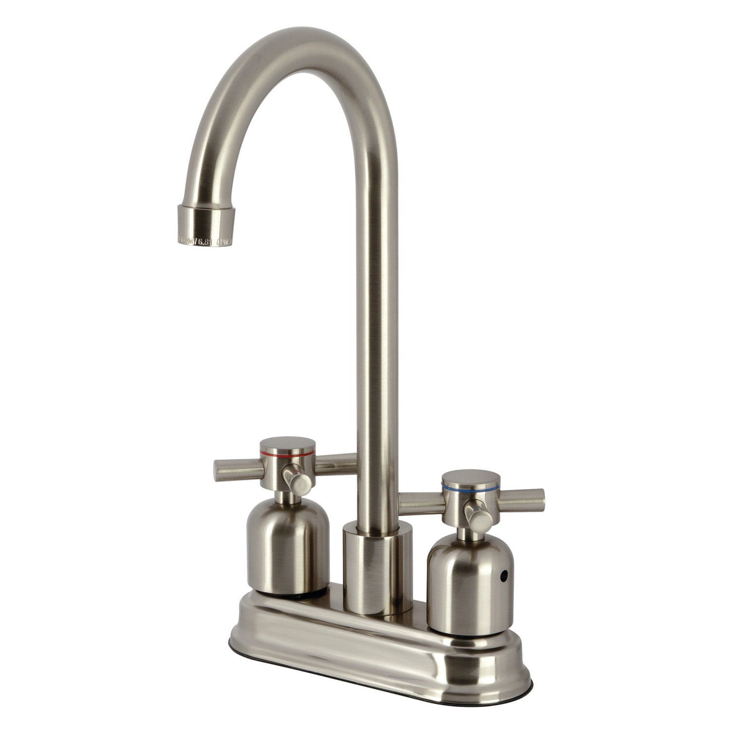 Kingston Tulare KB8498DX - Robinet de bar à deux poignées Concord 2 trous, nickel brossé
