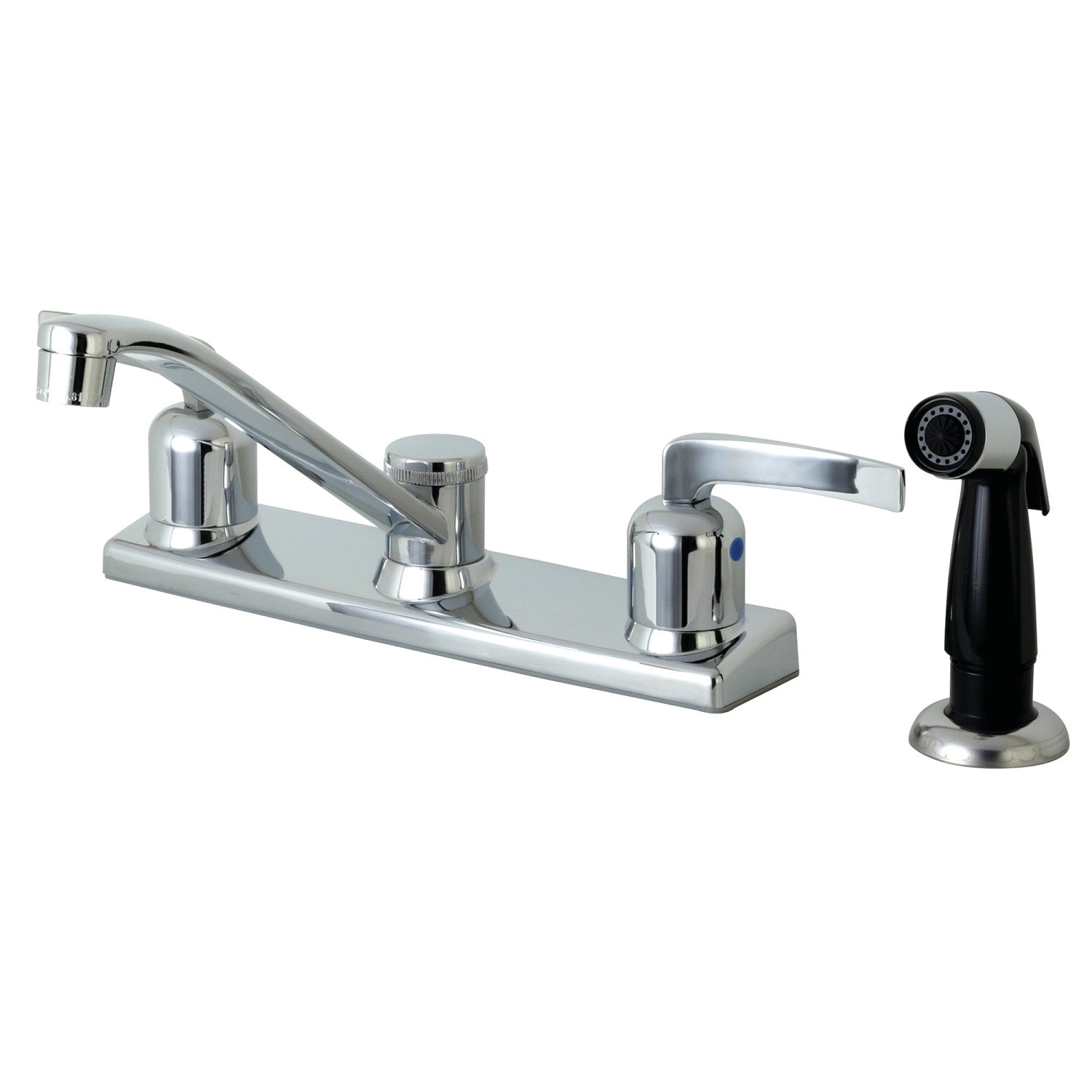Kingston Tulare FB122EFL - Centurion à deux poignées 4 trous 8" Centerset Robinet de cuisine avec pulvérisateur latéral, chrome poli