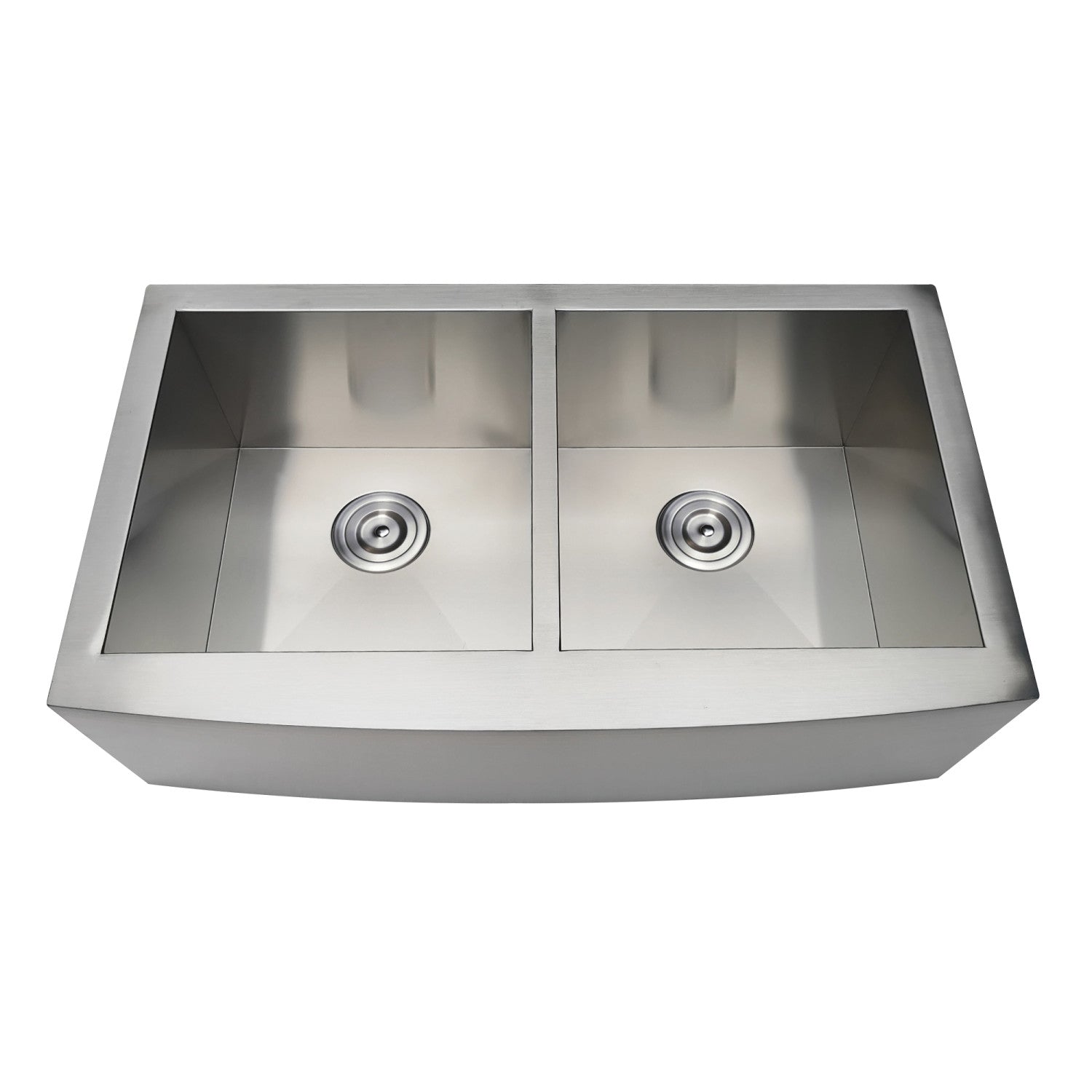 Kingston Sona GKTDF33209 - Uptowne 33-Inch Stainless Steel Apron-Front Double Bowl Farmhouse Kitchen Sink with Strainers x 2, Brushed Stainless Steel