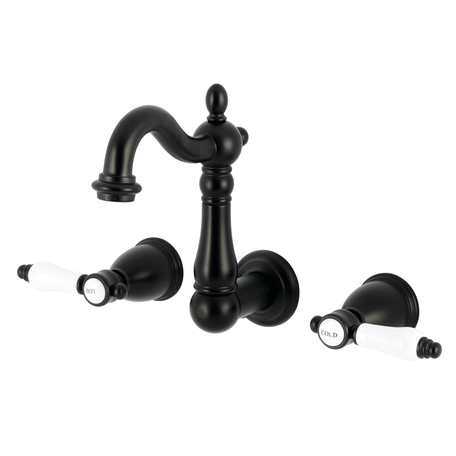 Kingston Heirloom KS1220BPL - Robinet de salle de bain à double poignée Bel-Air 3 trous, noir mat
