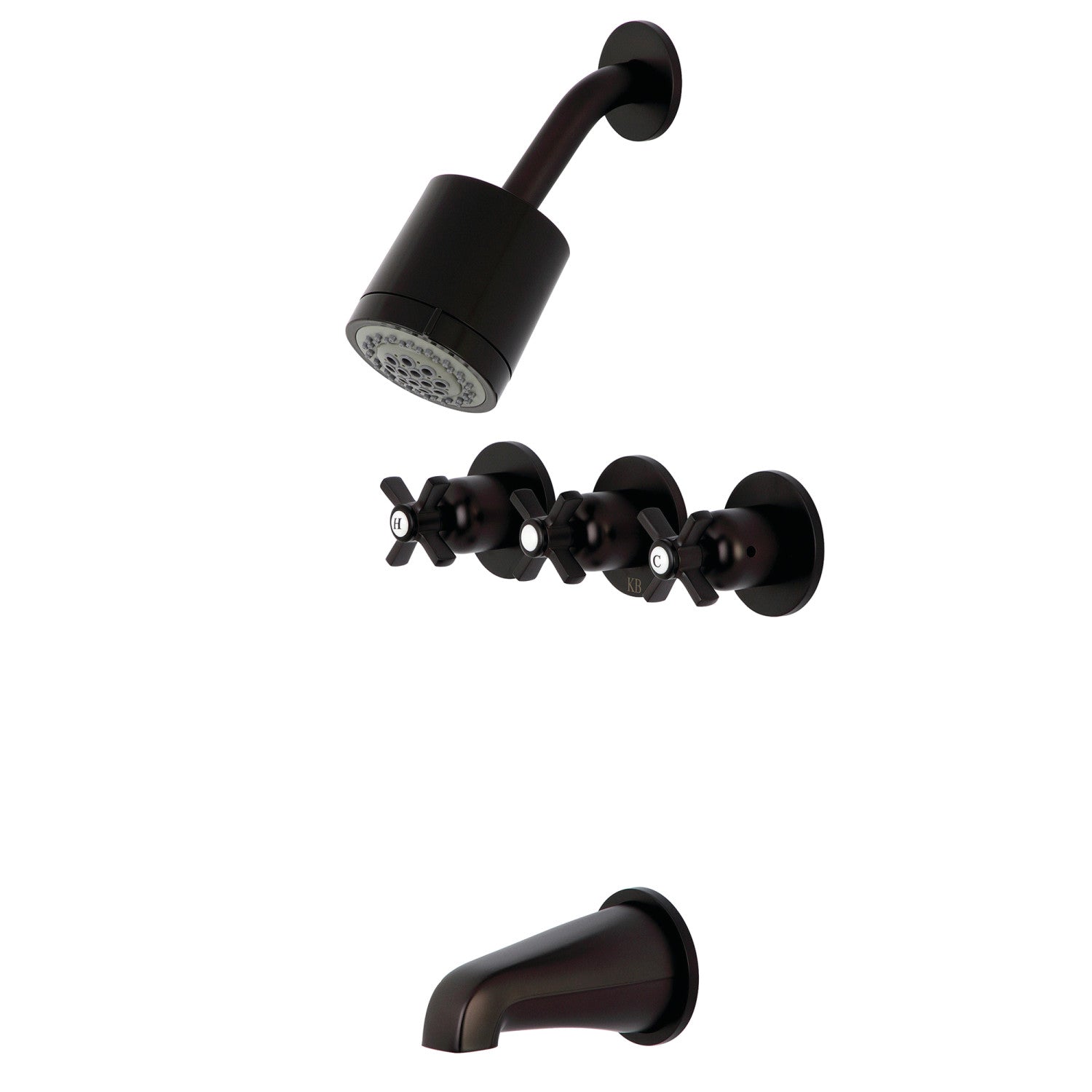 Kingston Tulare KBX8135ZX - Robinet de baignoire et de douche à triple poignée Millennium, bronze frotté à l'huile