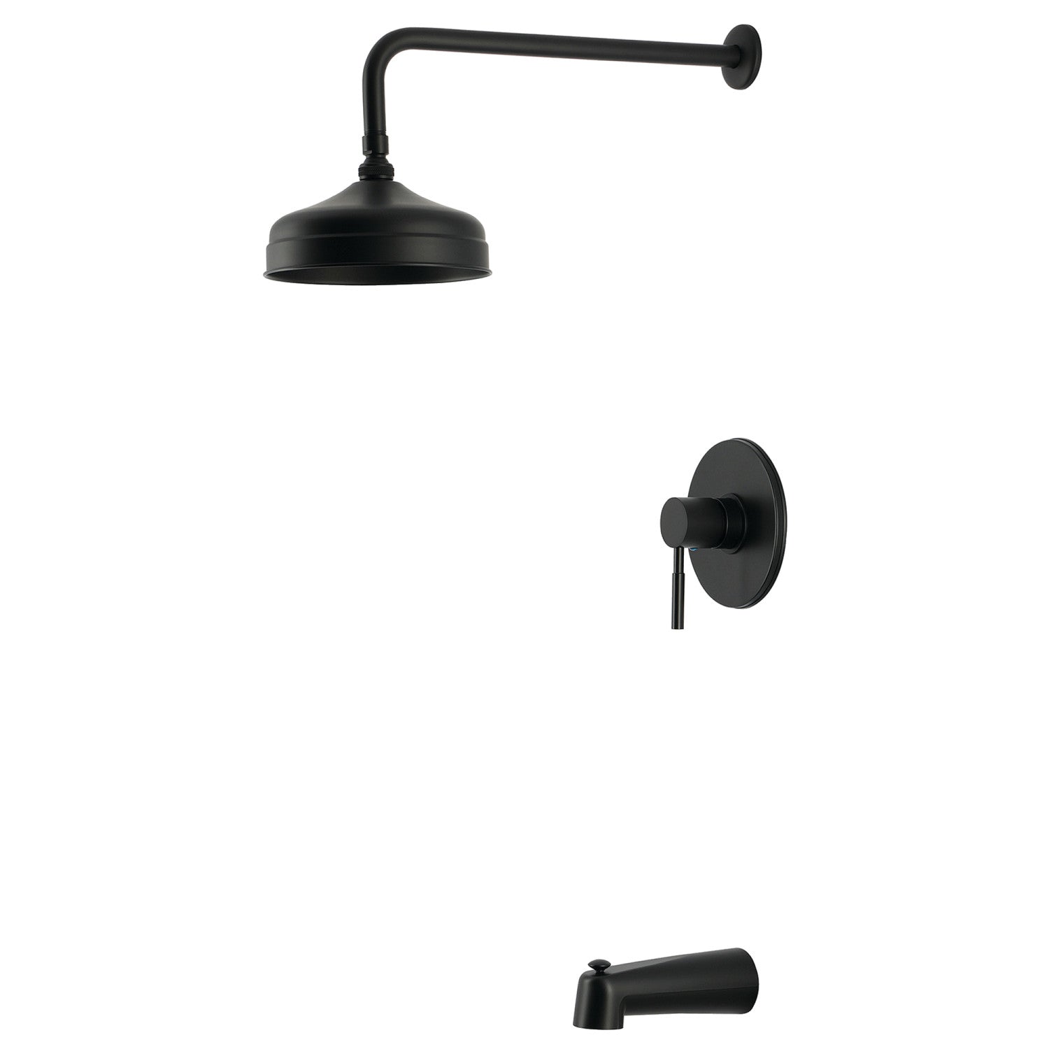 Kingston Concord KB4690DLT Robinet de baignoire et de douche équilibré à une seule poignée, noir mat