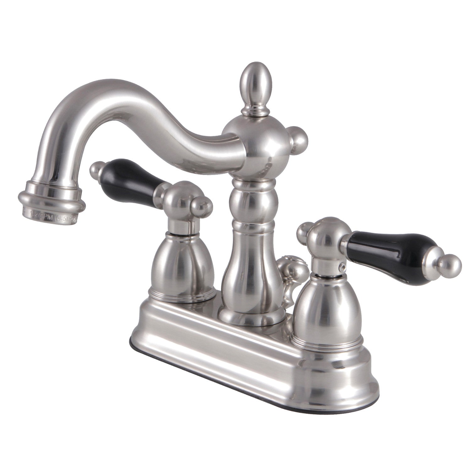 Kingston Heirloom KB1608PKL - Duchesse Double-Handle 3 trous montage sur plage 4-Inch Centerset Robinet de salle de bain avec drain à tirette, Nickel brossé
