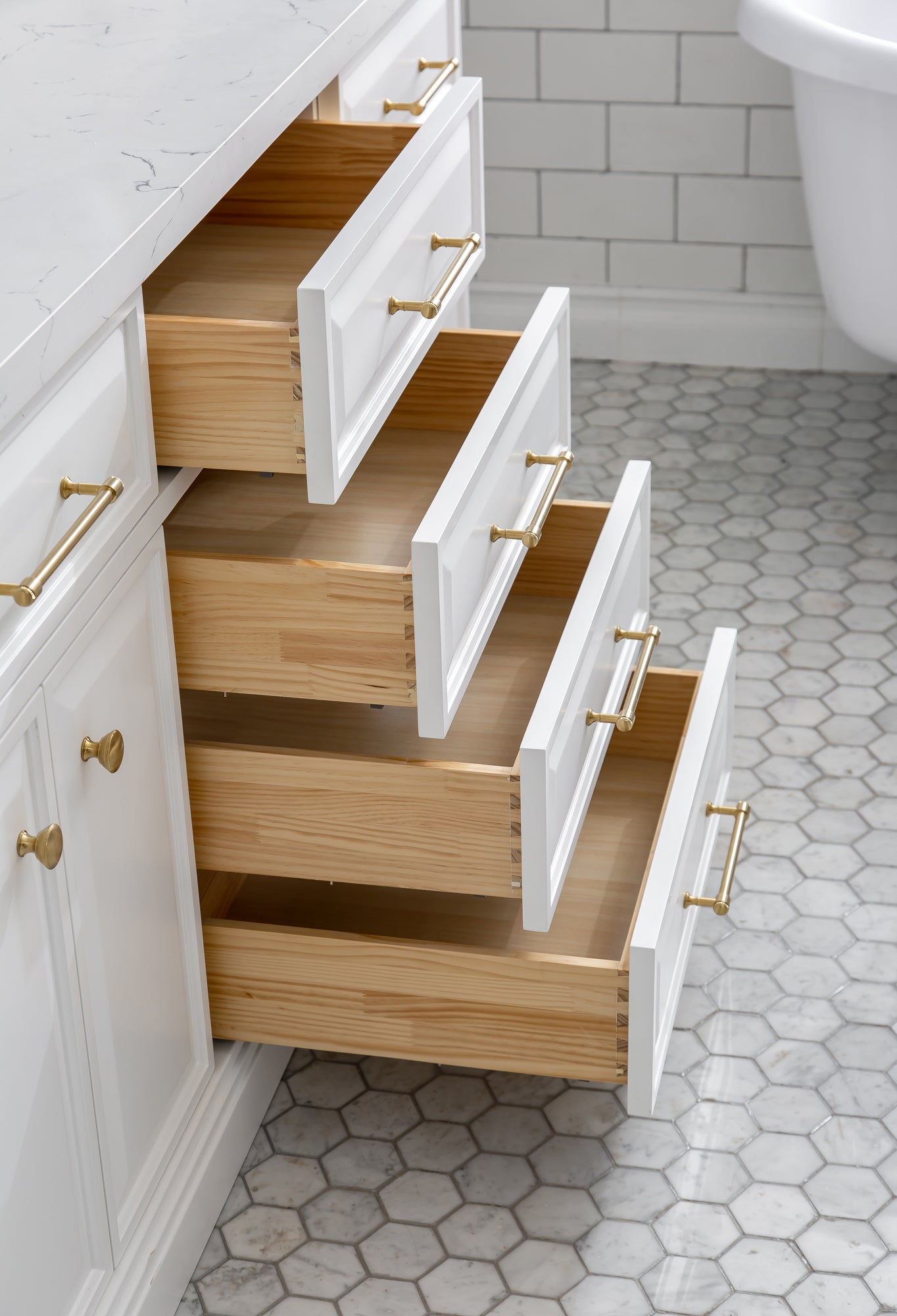 Kingston Luxe PA72QZ06PW - 72 in. x 22 in. Bathroom Vanity Quartz Top and White Basin, Pure White