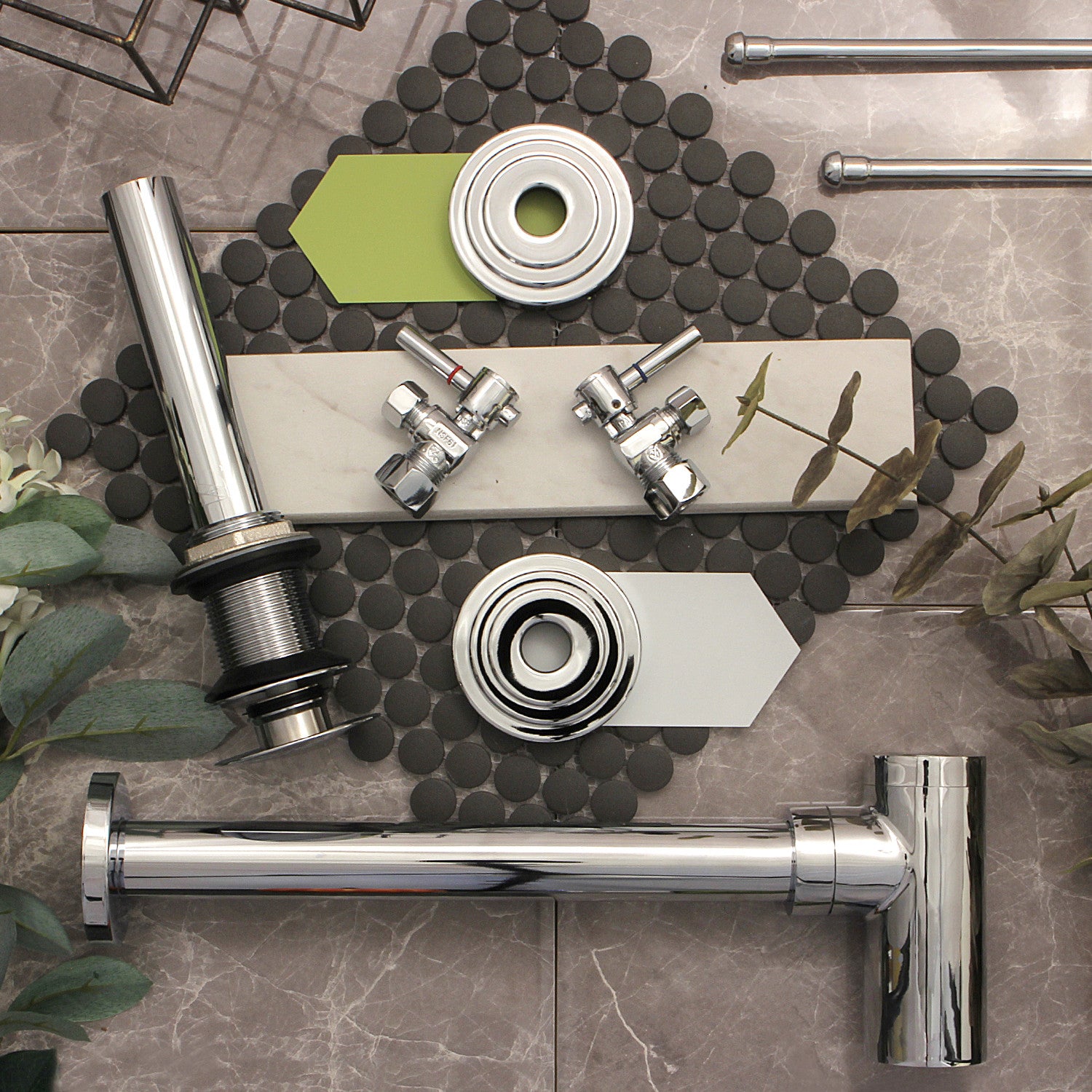 Kingston Sona CC53301DLTRMK1 - Trimscape Modern Plumbing Sink Trim Kit with Bottle Trap and Drain (No Overflow), Polished Chrome