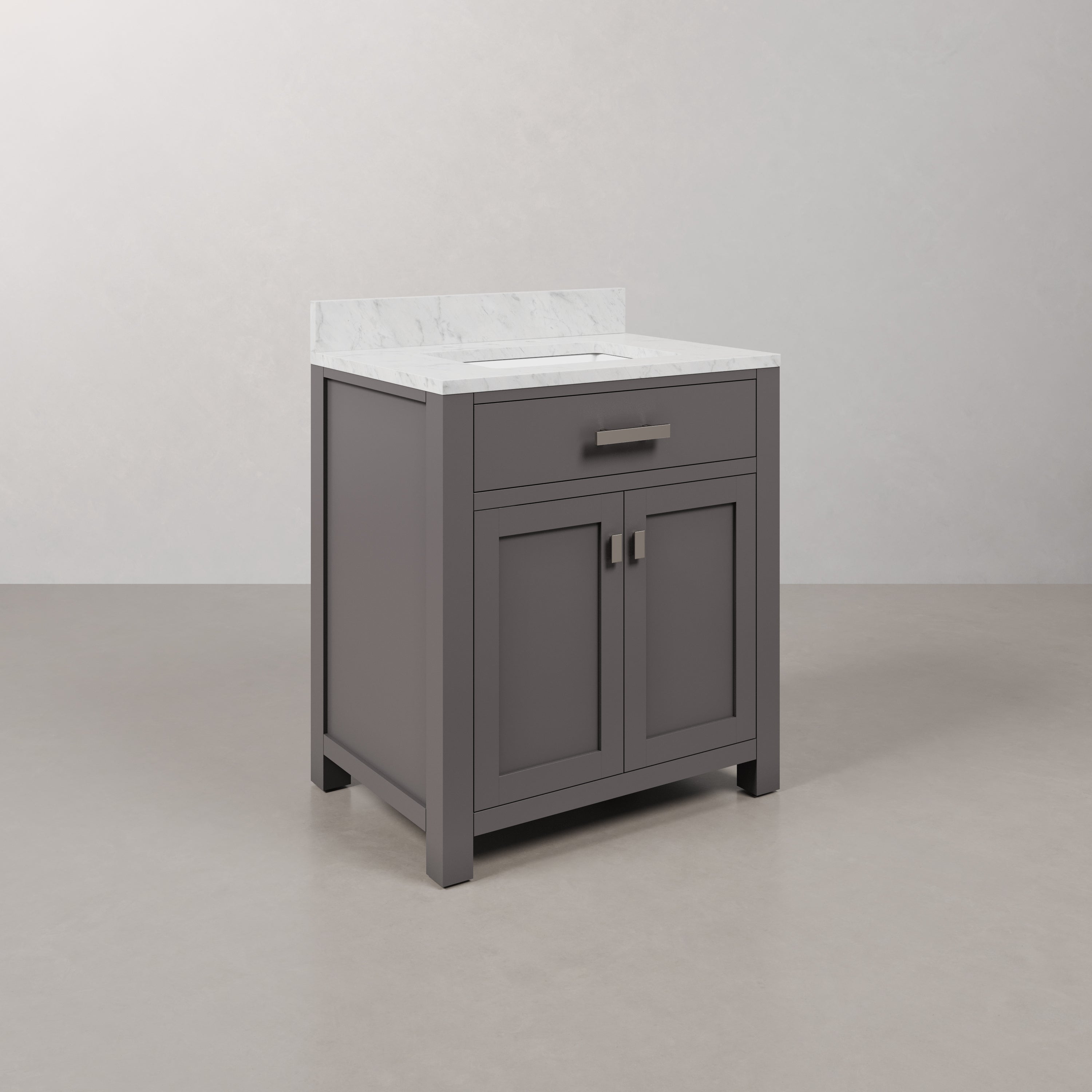 Kingston Luxe MS30CW01CG - 30 in. x 21 in. Bathroom Vanity Marble Top in Carrara White, Cashmere Grey