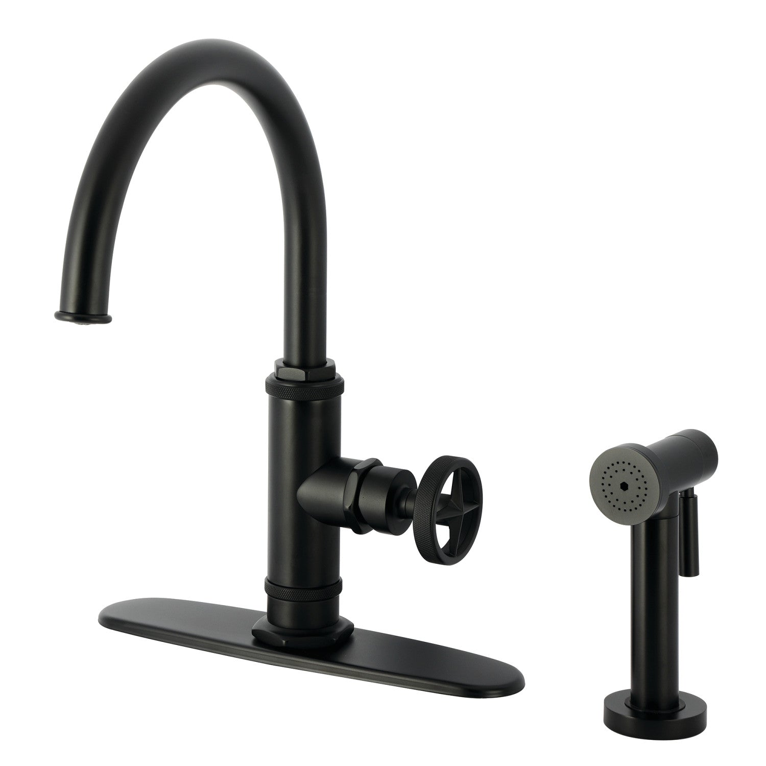 Kingston Sona KSD2430RNX - Robinet de cuisine à une poignée Ostro 2 trous, noir mat