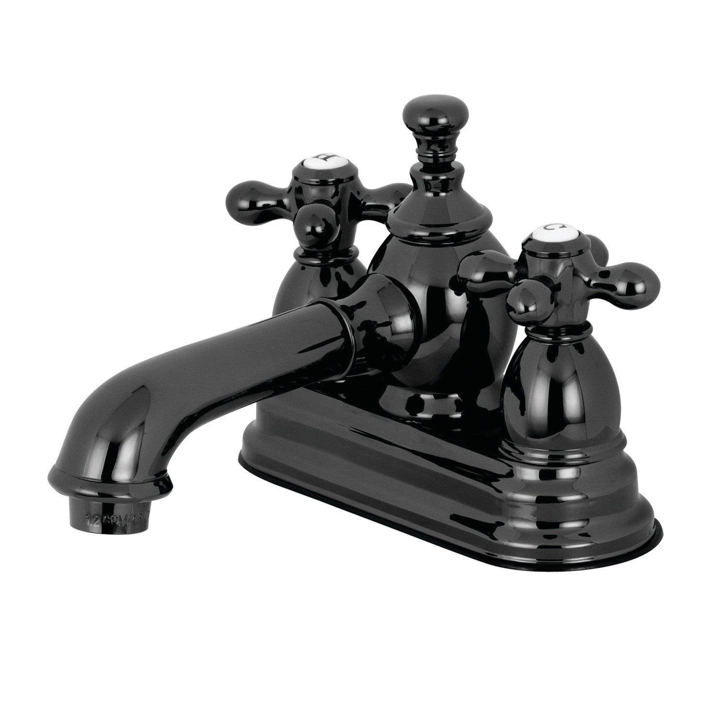 Kingston Heirloom NS7010AX - Water Onyx Double-Handle 3 trous montage sur plage 4-Inch Centerset Robinet de salle de bains avec laiton à tirette, acier inoxydable noir