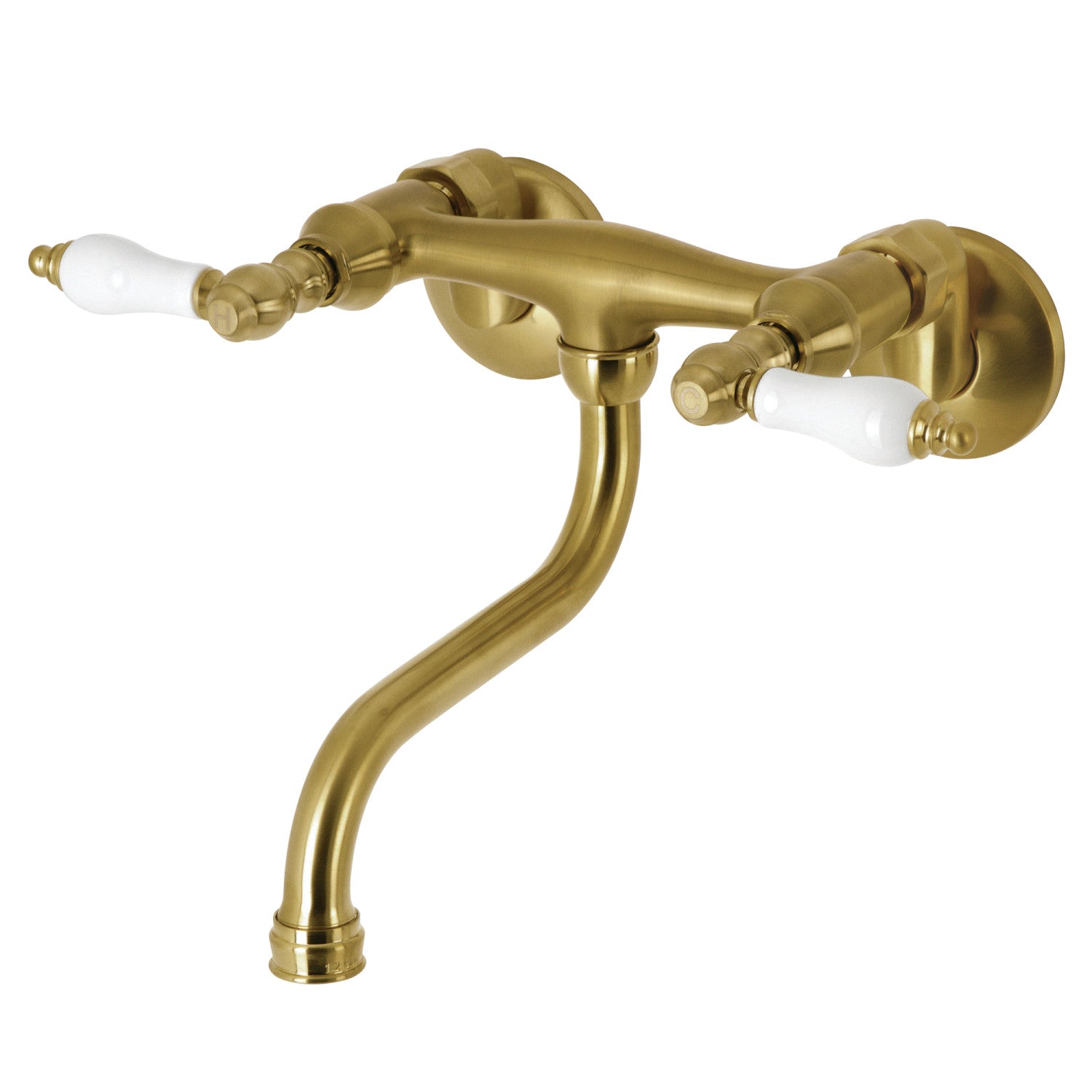 Kingston Heirloom KS516SB - Kingston Double-Handle 2 trous Robinet de salle de bains mural, laiton brossé