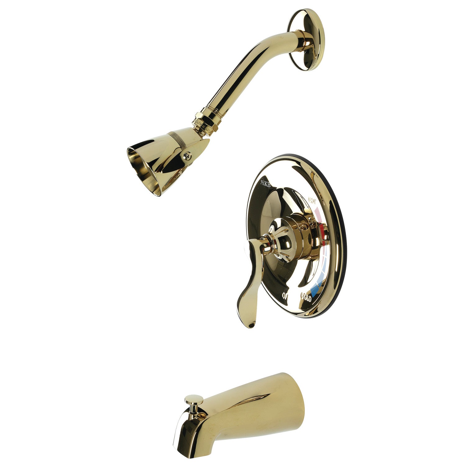 Kingston Tulare KB8632DFL - Robinet de baignoire et de douche à une poignée NuWave, laiton poli