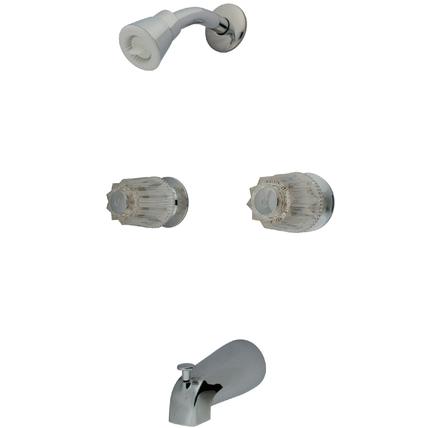 Kingston KF112C Robinet de baignoire et de douche à double poignée, chrome poli