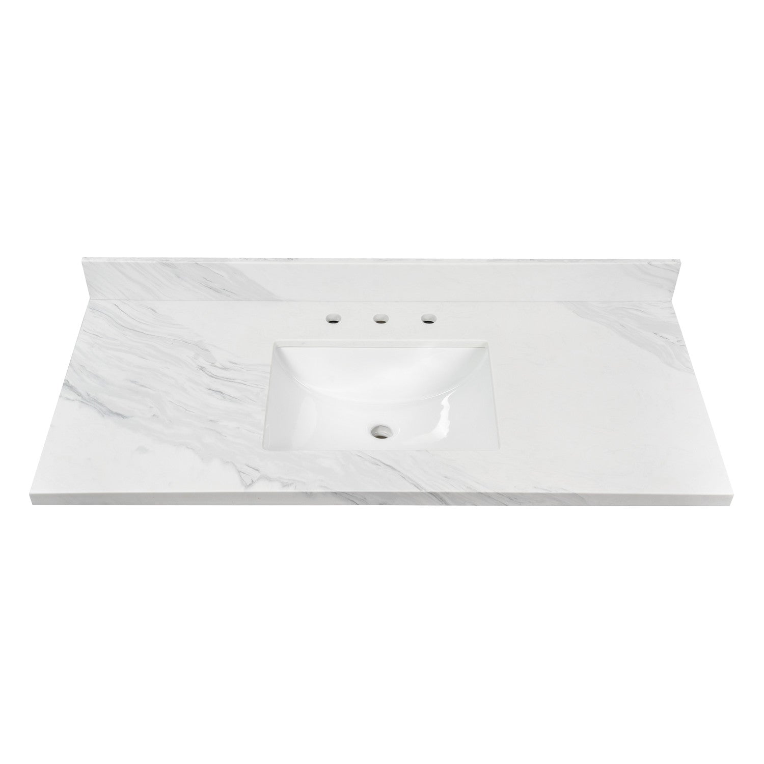 Kingston Mayorca KVPB4922W38CL 49-Inch Quartz Vanity Top (8" Faucet Drillings), Quartz White